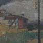 Gemälde Bleistift Mischtechnik Weitere Landschaft mit Häusern 43x33cm
