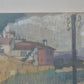 Gemälde Bleistift Mischtechnik Weitere Landschaft mit Häusern 43x33cm