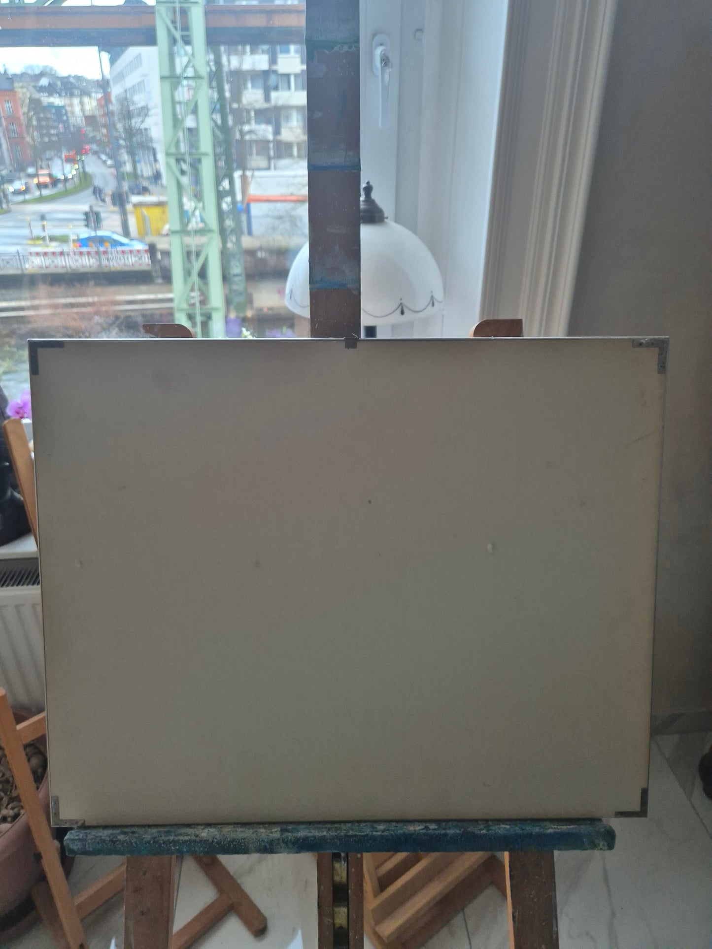 Gemälde Bleistift Mischtechnik Weitere Landschaft mit Häusern 43x33cm