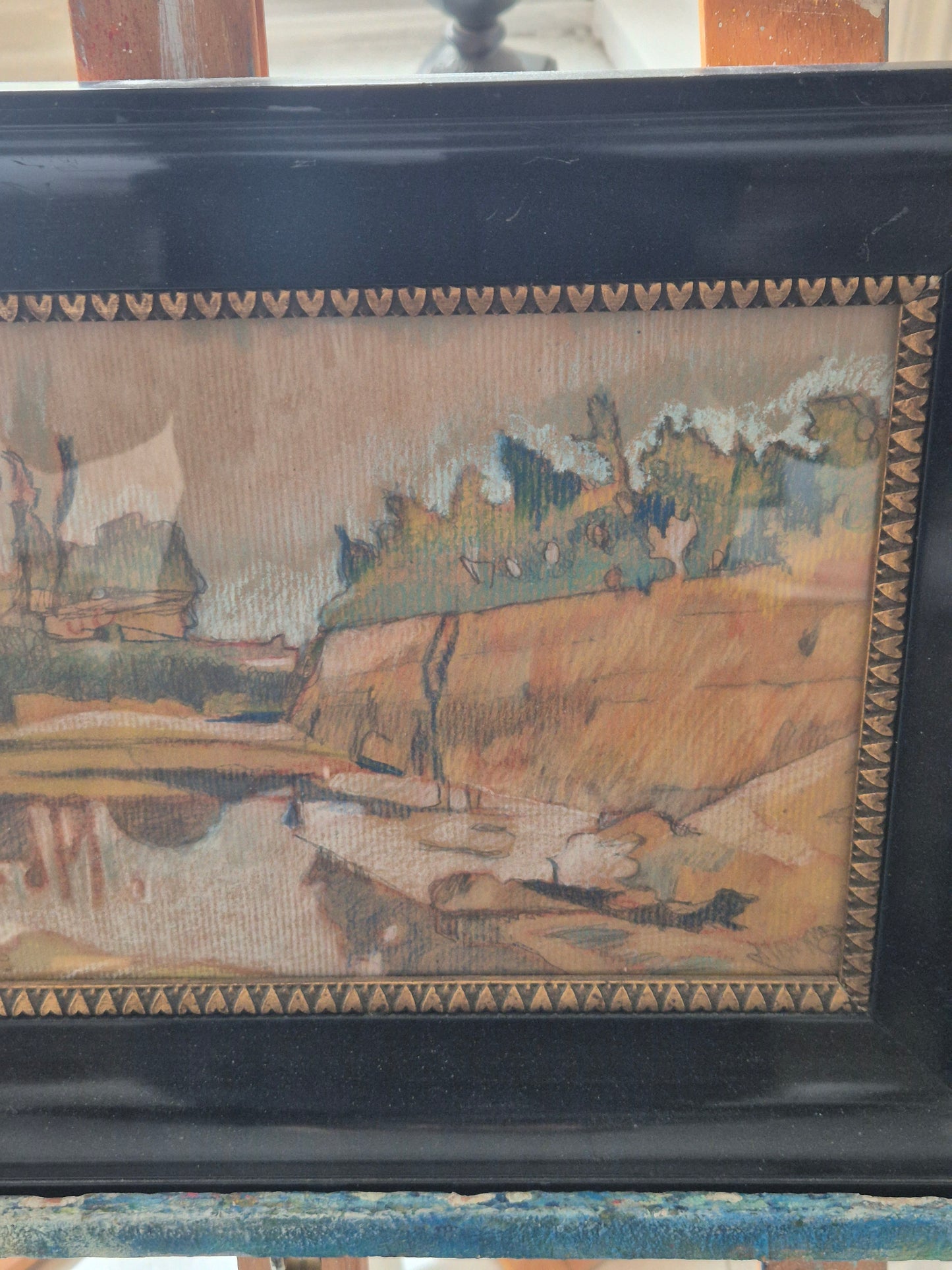 Mischtechnik Ausdrucksstarke Impression einer Landschaft Gerahmt