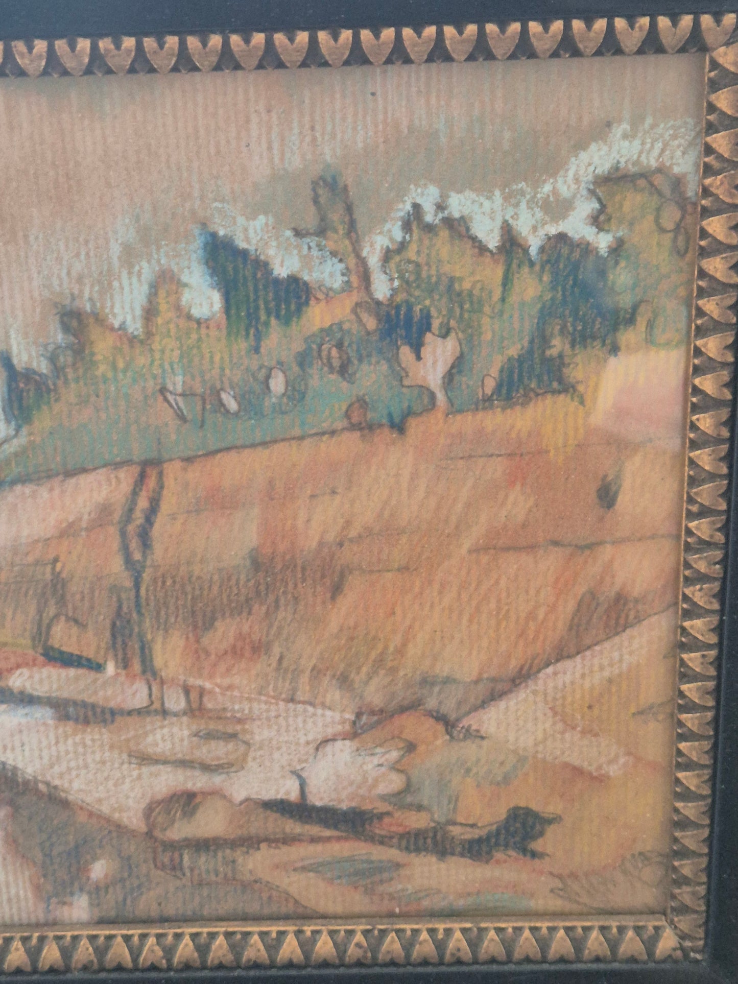 Mischtechnik Ausdrucksstarke Impression einer Landschaft Gerahmt