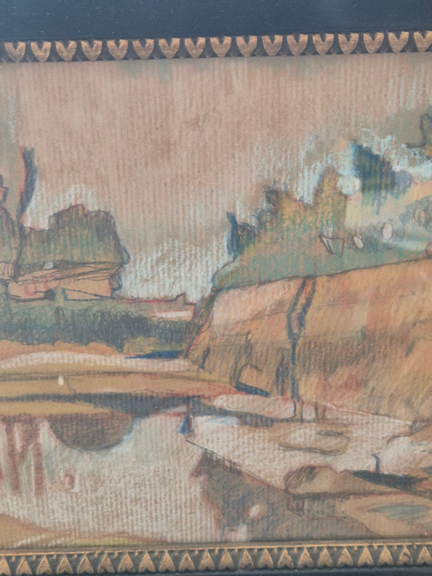 Mischtechnik Ausdrucksstarke Impression einer Landschaft Gerahmt