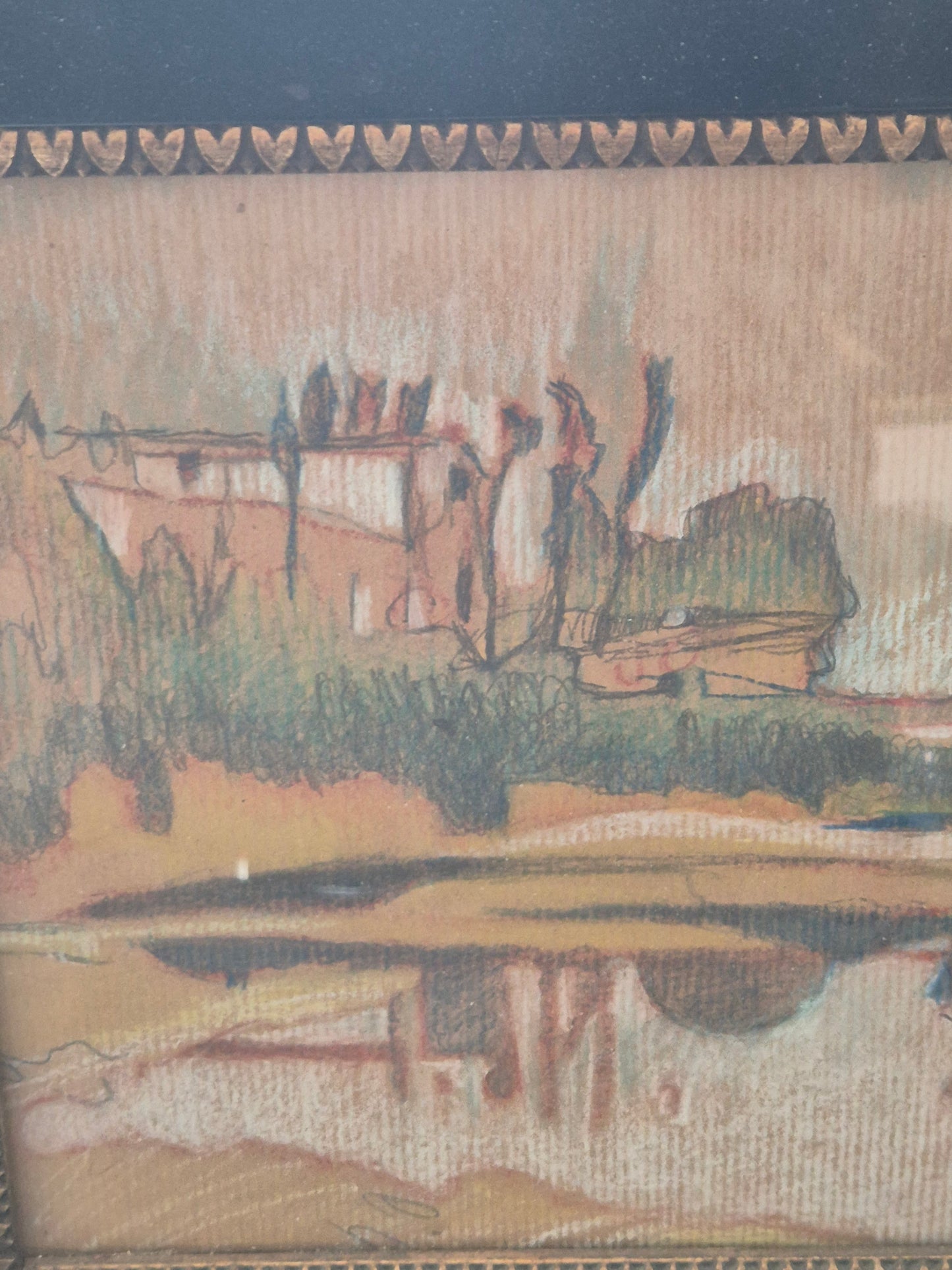 Mischtechnik Ausdrucksstarke Impression einer Landschaft Gerahmt