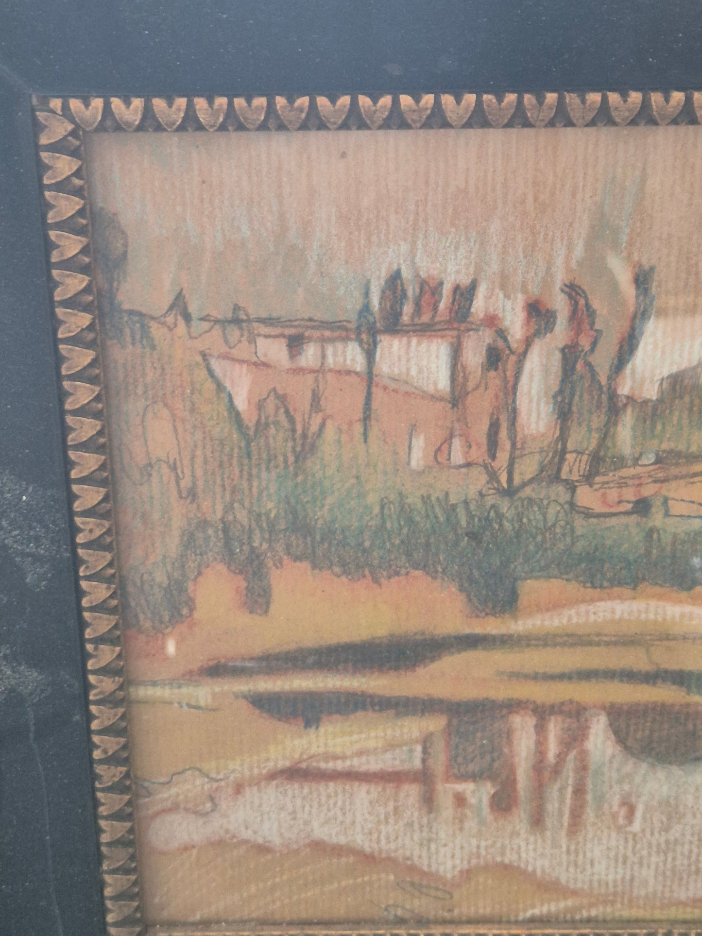 Mischtechnik Ausdrucksstarke Impression einer Landschaft Gerahmt