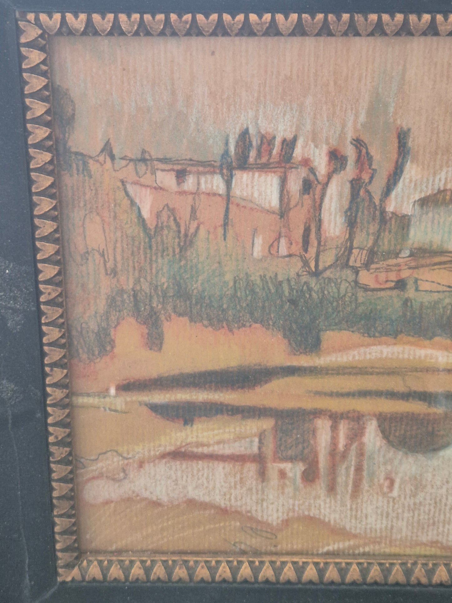 Mischtechnik Ausdrucksstarke Impression einer Landschaft Gerahmt