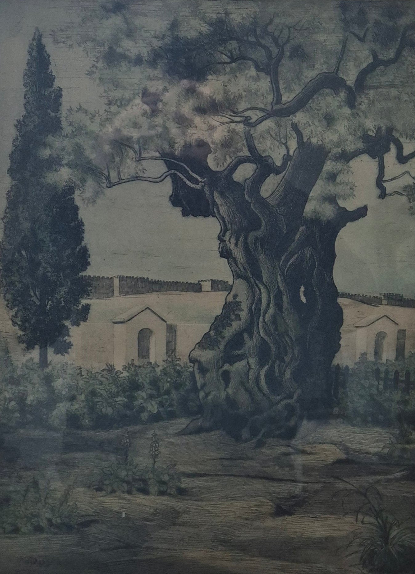 Original Radierung Antik Landschaft Handsigniert und Nummeriert 36/150