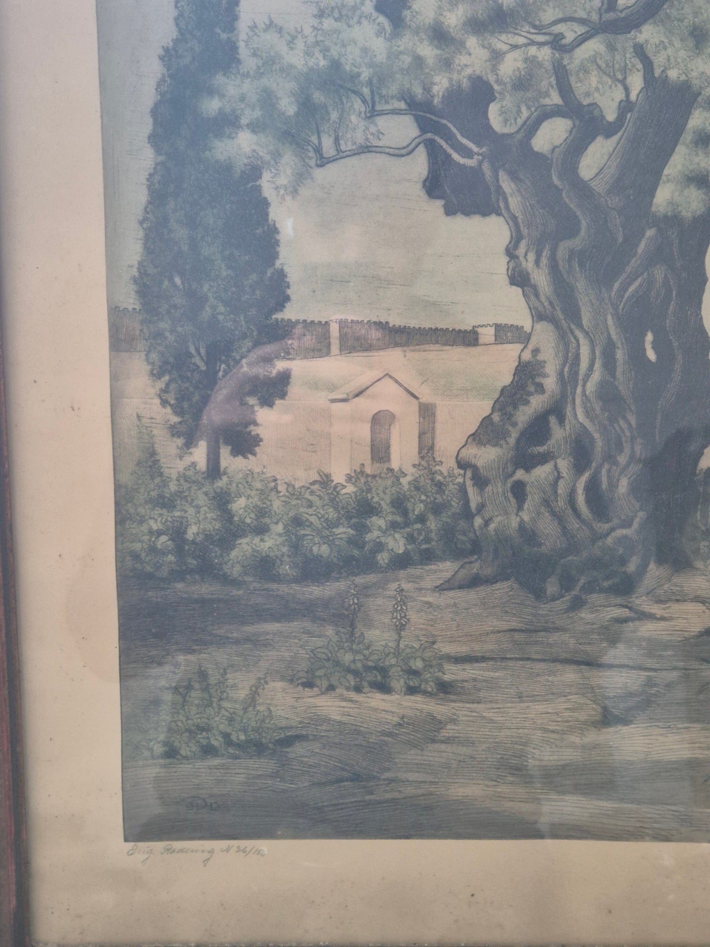 Original Radierung Antik Landschaft Handsigniert und Nummeriert 36/150
