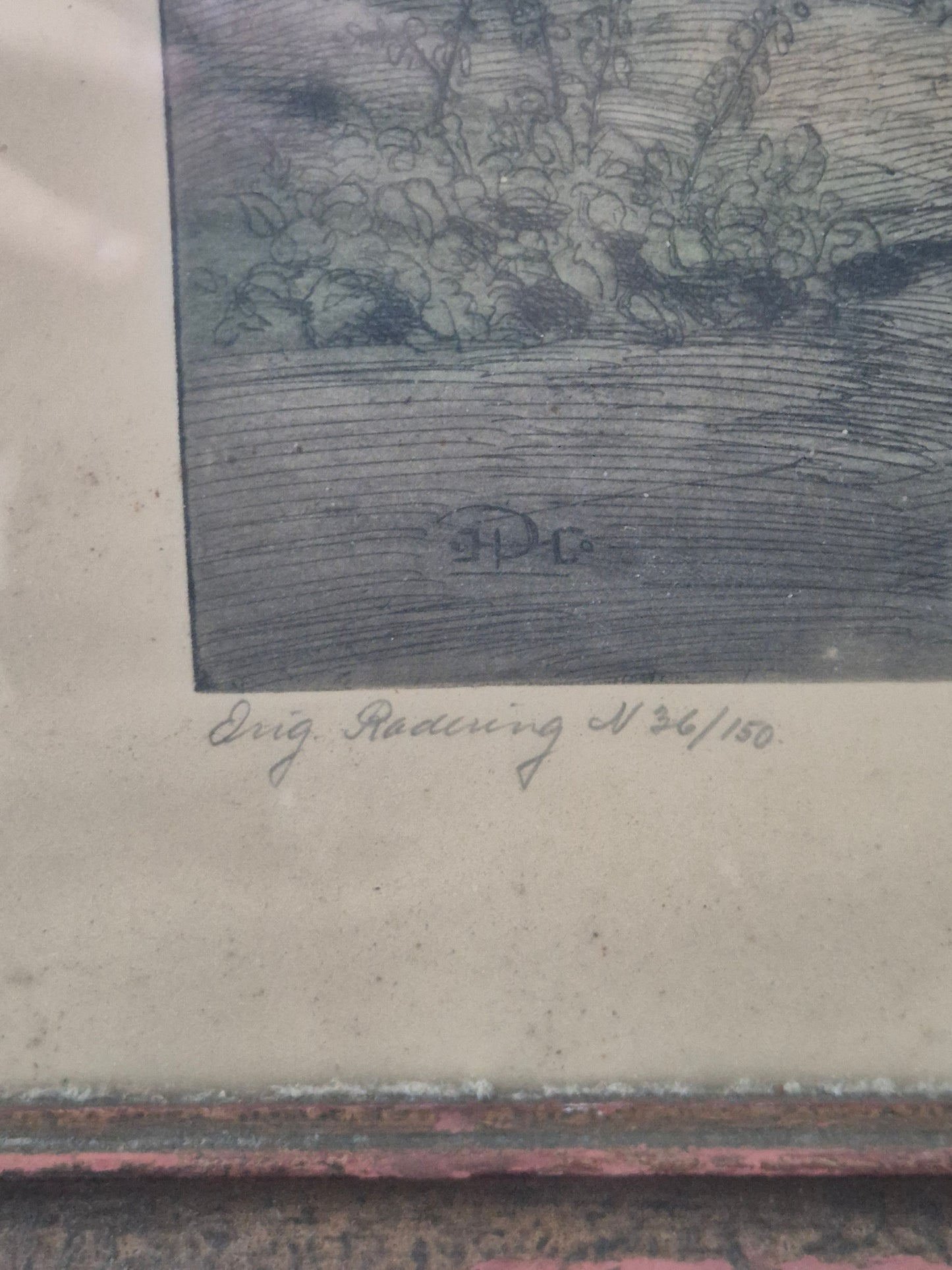 Original Radierung Antik Landschaft Handsigniert und Nummeriert 36/150