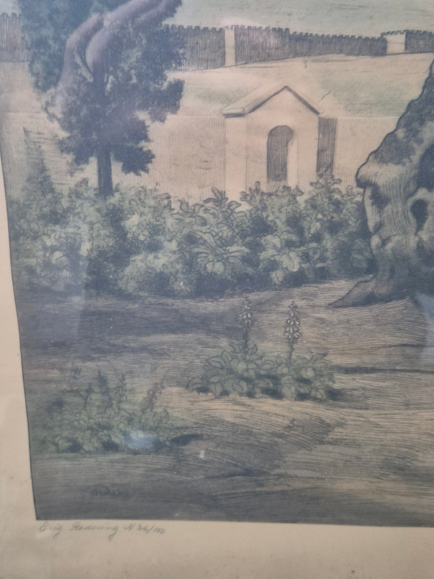 Original Radierung Antik Landschaft Handsigniert und Nummeriert 36/150