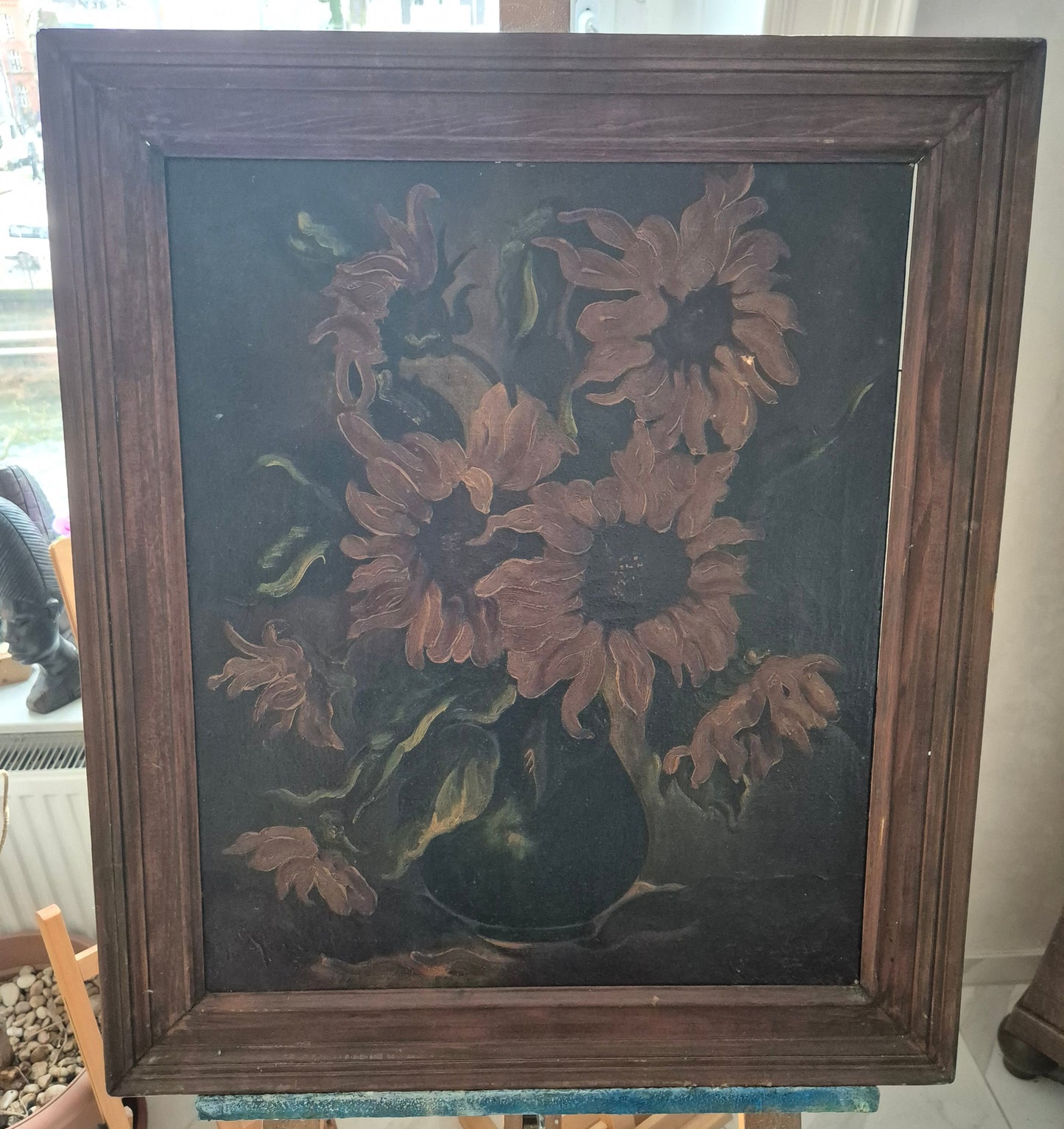 Europäische Malerschule (XIX-XX) Ölgemälde Stillleben Sonnenblumen