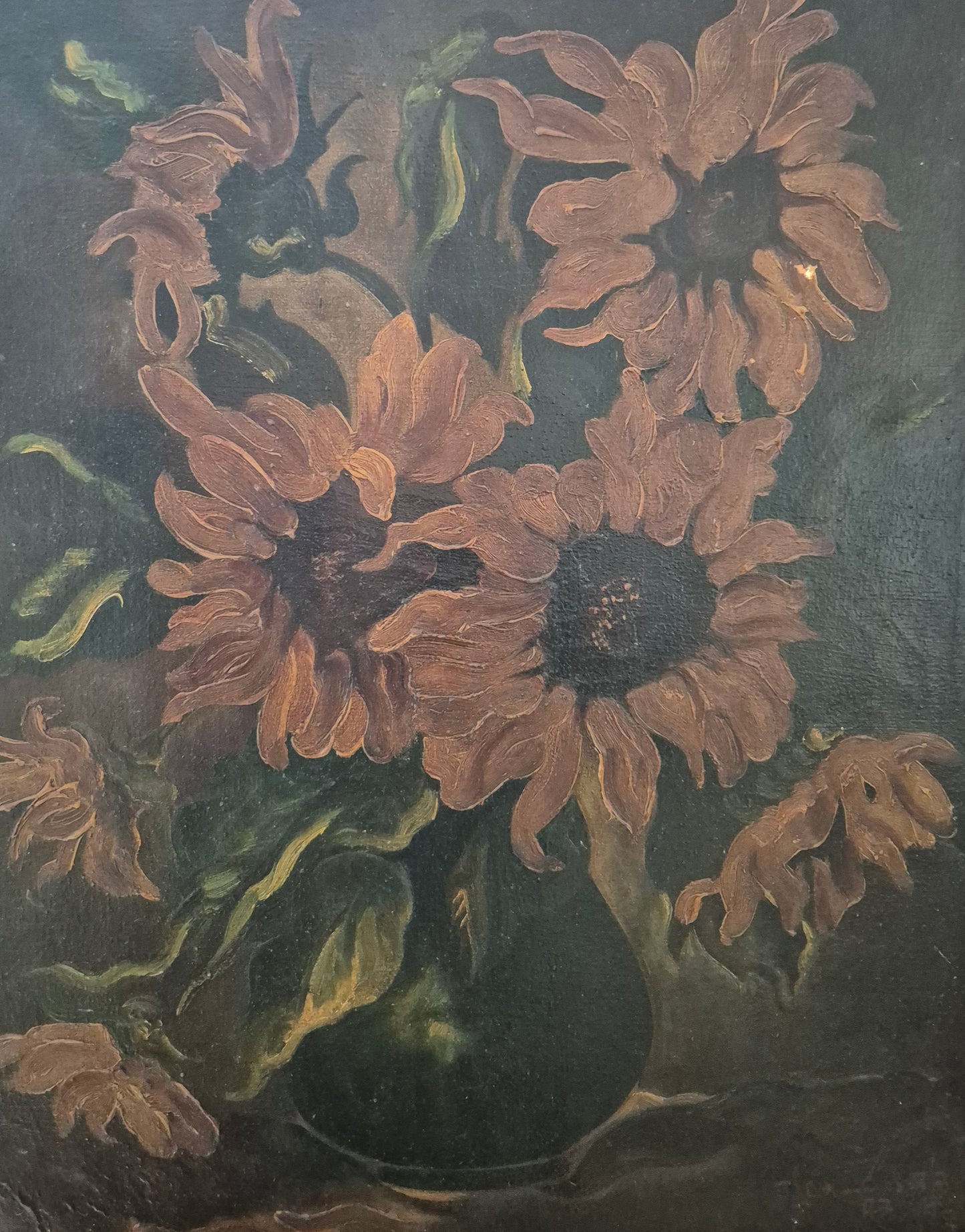 Europäische Malerschule (XIX-XX) Ölgemälde Stillleben Sonnenblumen