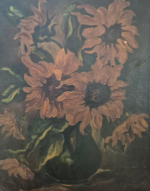 Europäische Malerschule (XIX-XX) Ölgemälde Stillleben Sonnenblumen