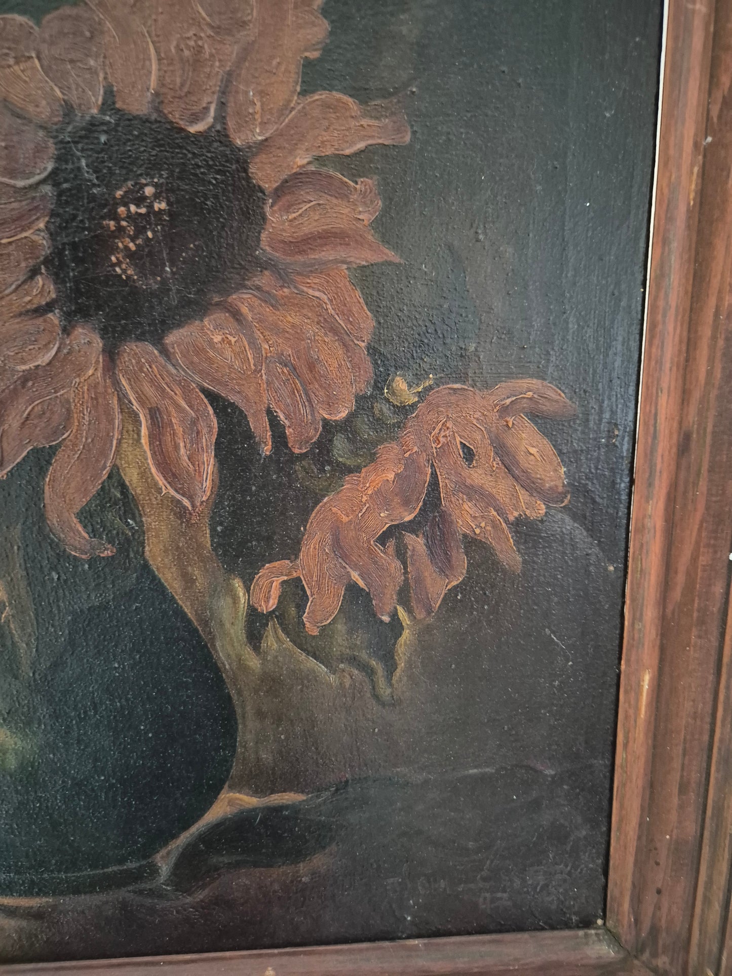 Europäische Malerschule (XIX-XX) Ölgemälde Stillleben Sonnenblumen