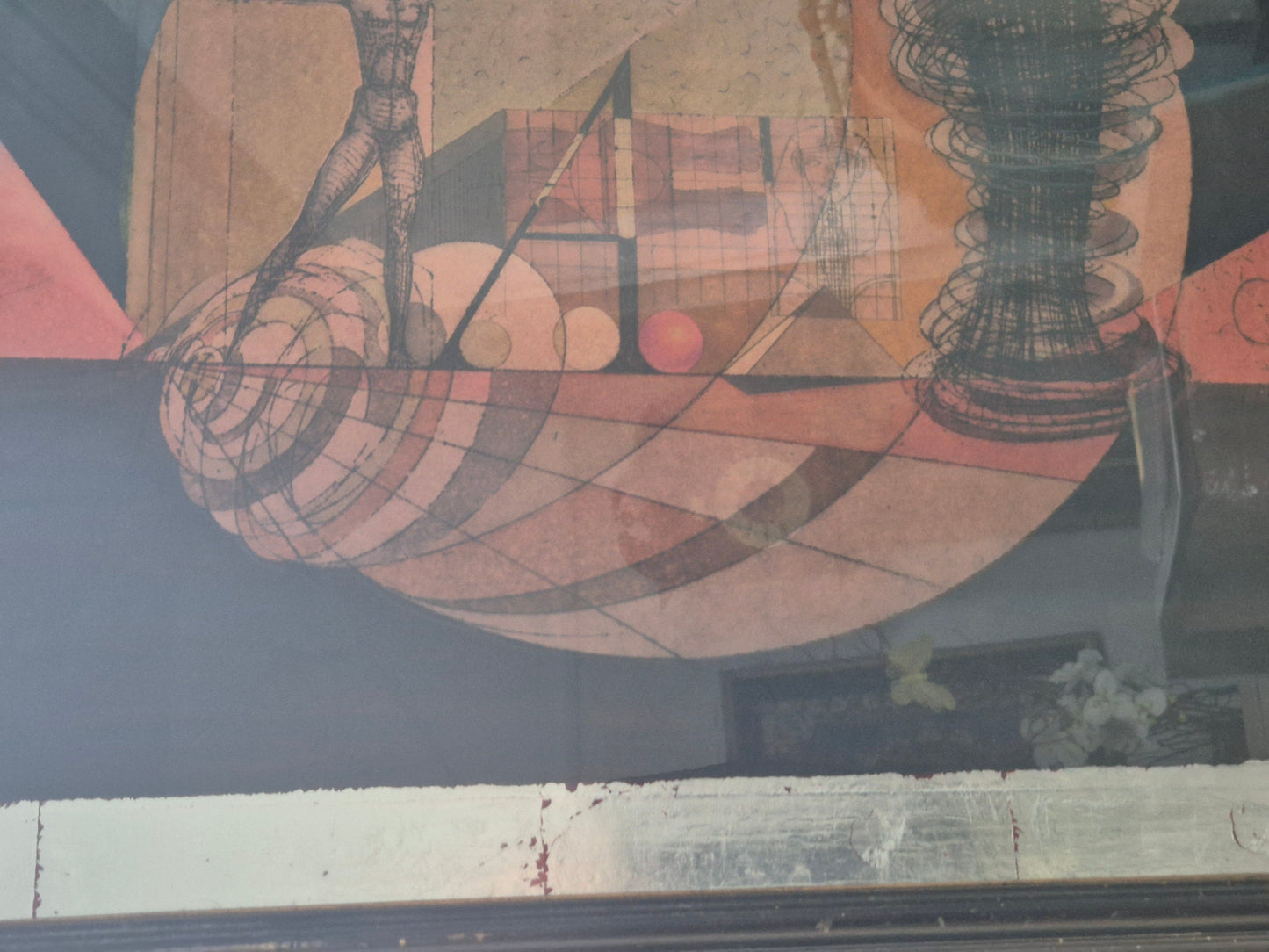 Druckgrafik Lithographie Surrealismus Moderne Gerahmt hinter Glas