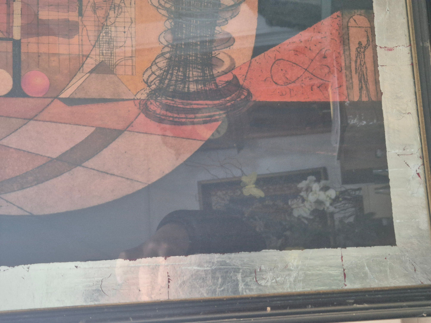 Druckgrafik Lithographie Surrealismus Moderne Gerahmt hinter Glas