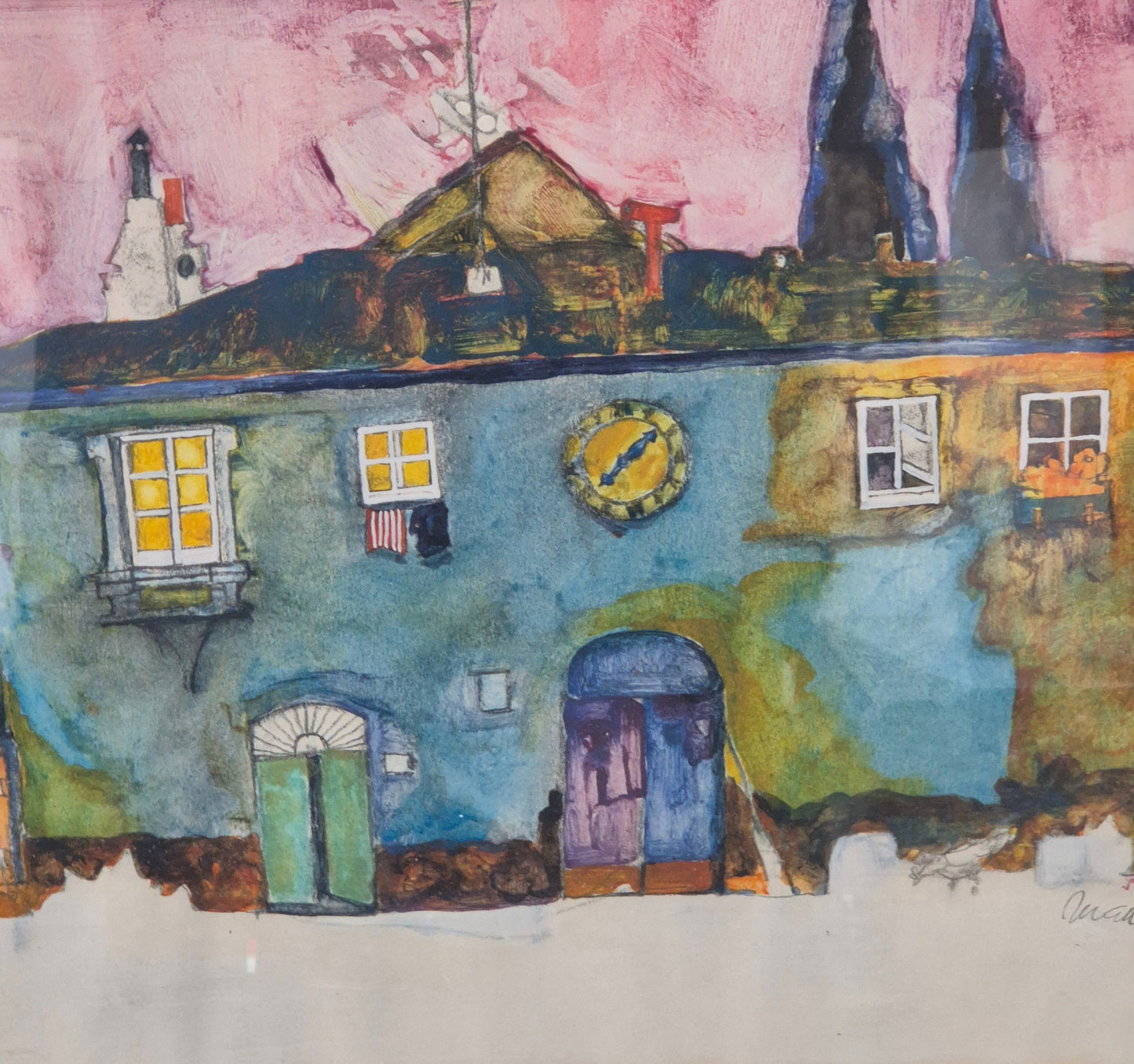 Aquarell Gemälde Modern Naive Malerei Handsigniert P. Mauhaus 1976