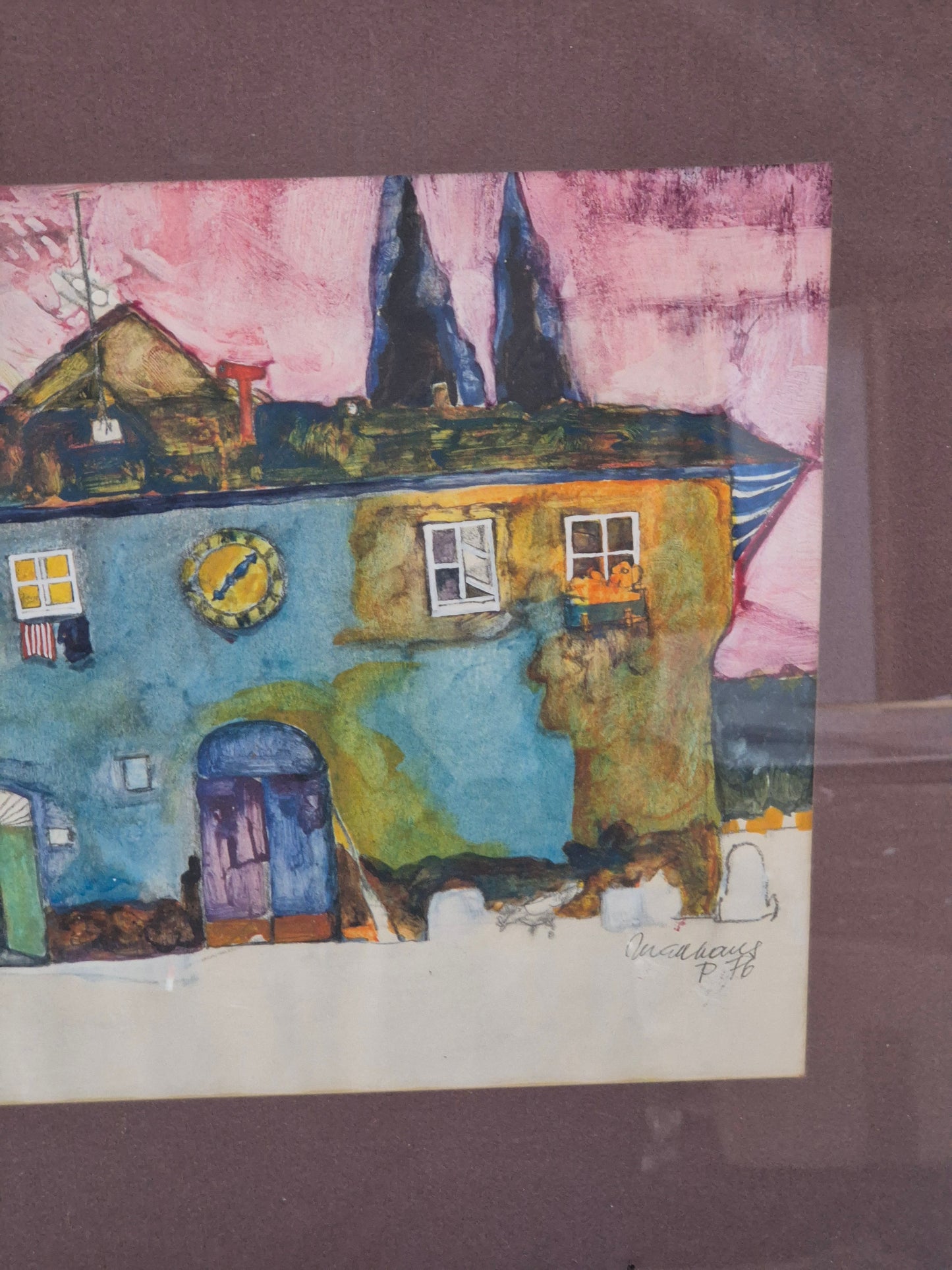 Aquarell Gemälde Modern Naive Malerei Handsigniert P. Mauhaus 1976