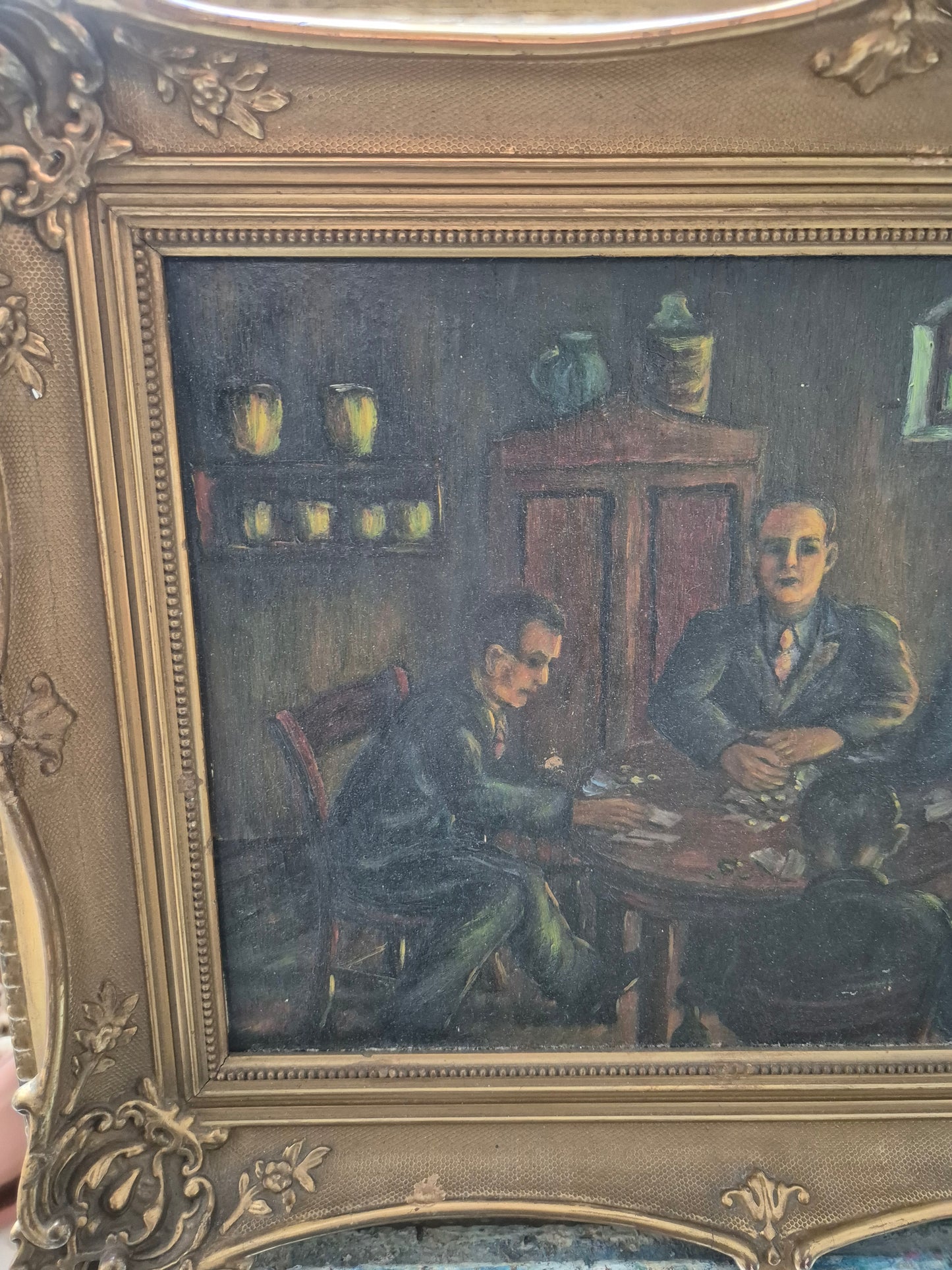 Deutsche Schule (XX) Ölgemälde Männerspielrunde Szene am Spieltisch