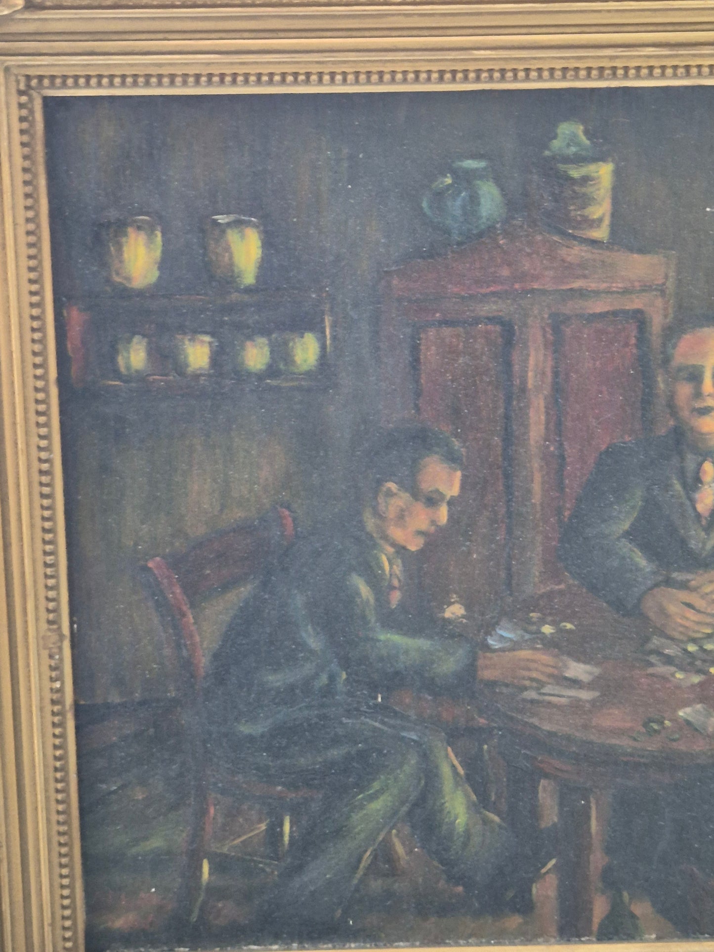 Deutsche Schule (XX) Ölgemälde Männerspielrunde Szene am Spieltisch