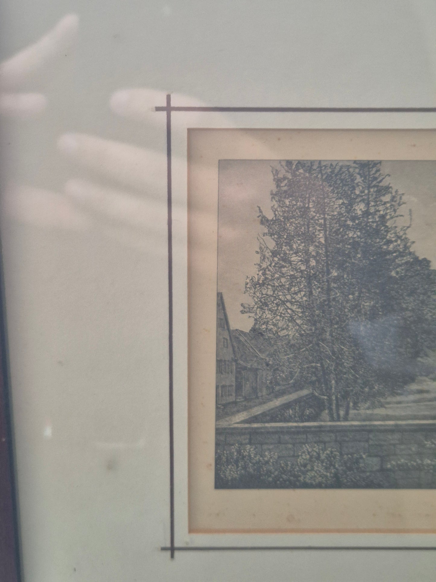 Schloss Dätzingen Druckgrafik Lithographie Landschaftsidylle Gerahmt