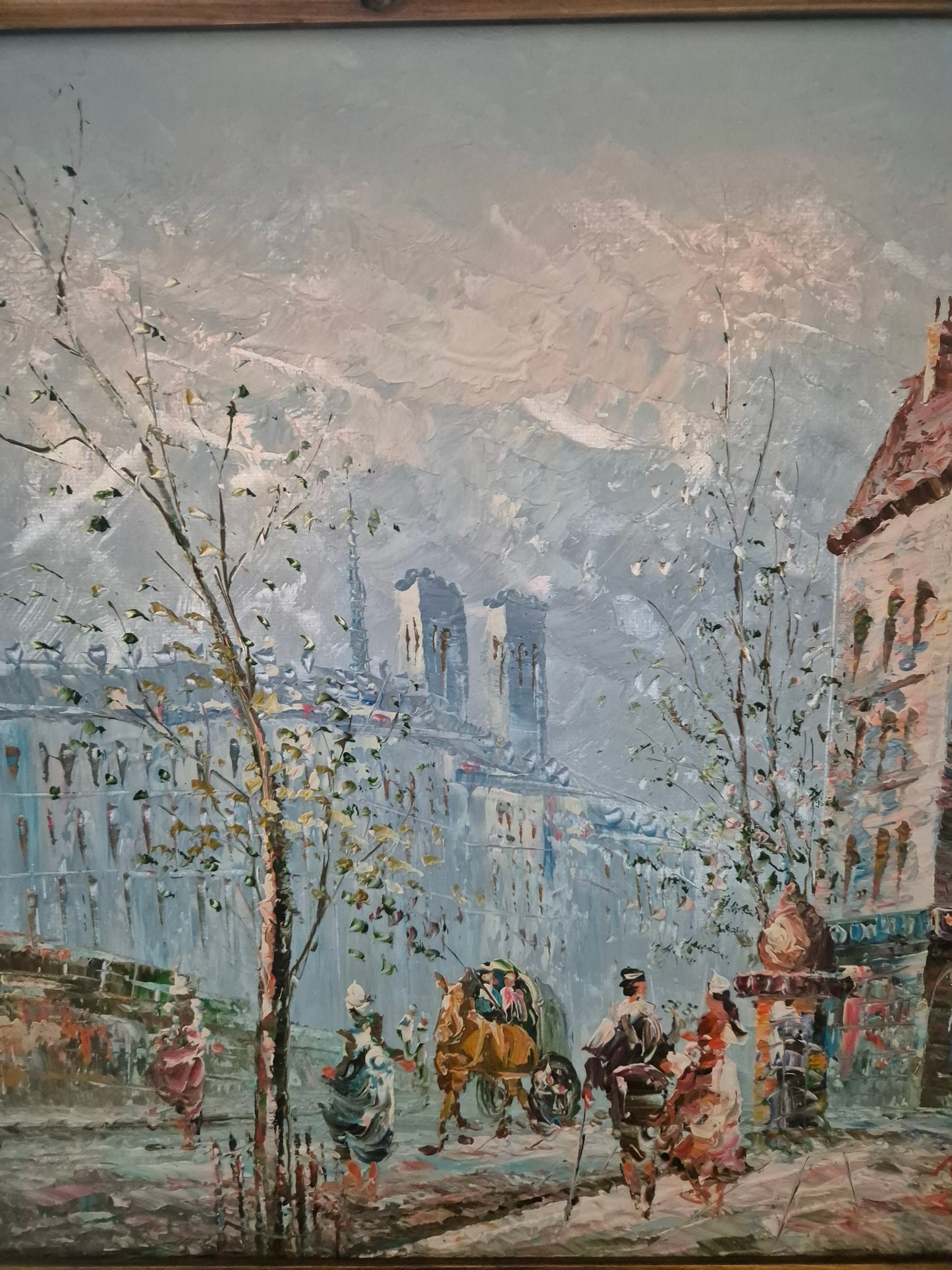 Ölgemälde Post Impressionismus Handsigniert Pariser Straßenszene 53x63cm