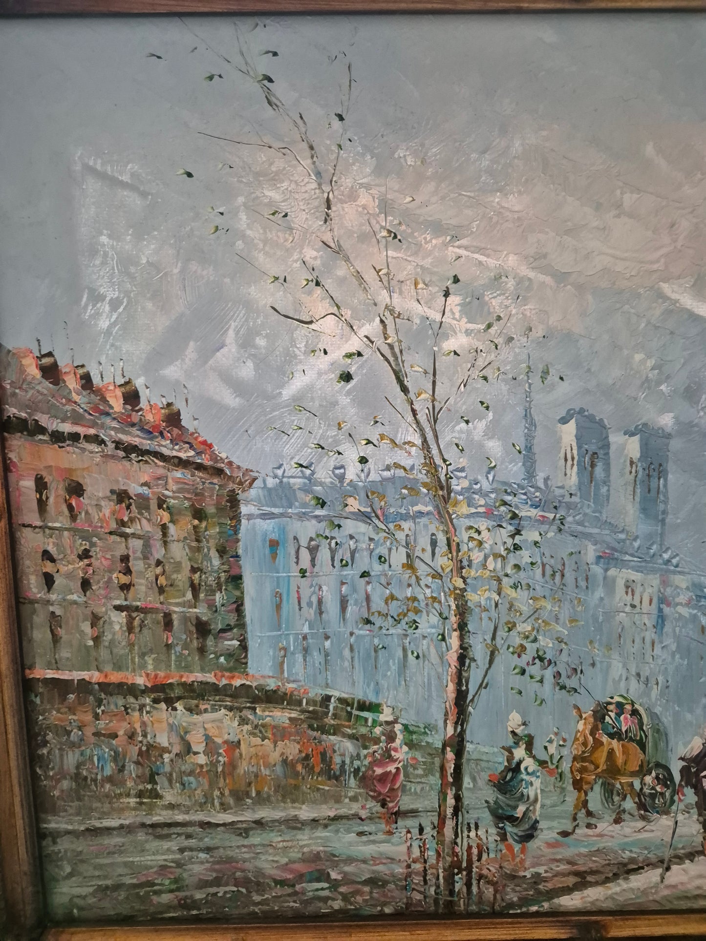Ölgemälde Post Impressionismus Handsigniert Pariser Straßenszene 53x63cm