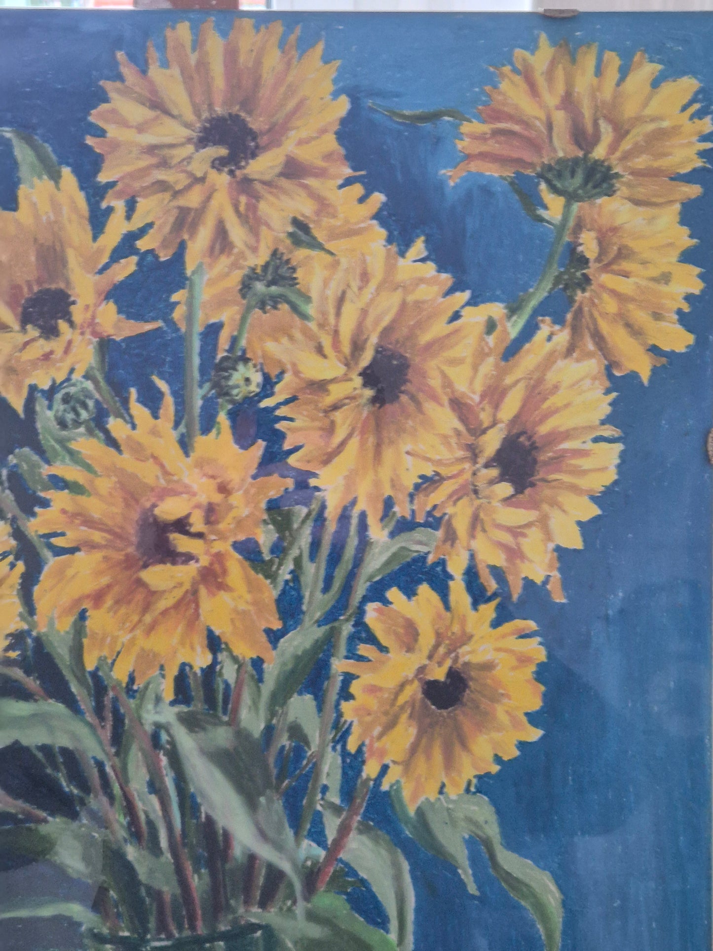 Ölgemälde Stillleben Sonnenblumen Monogrammiert und Datiert  H.G 1973