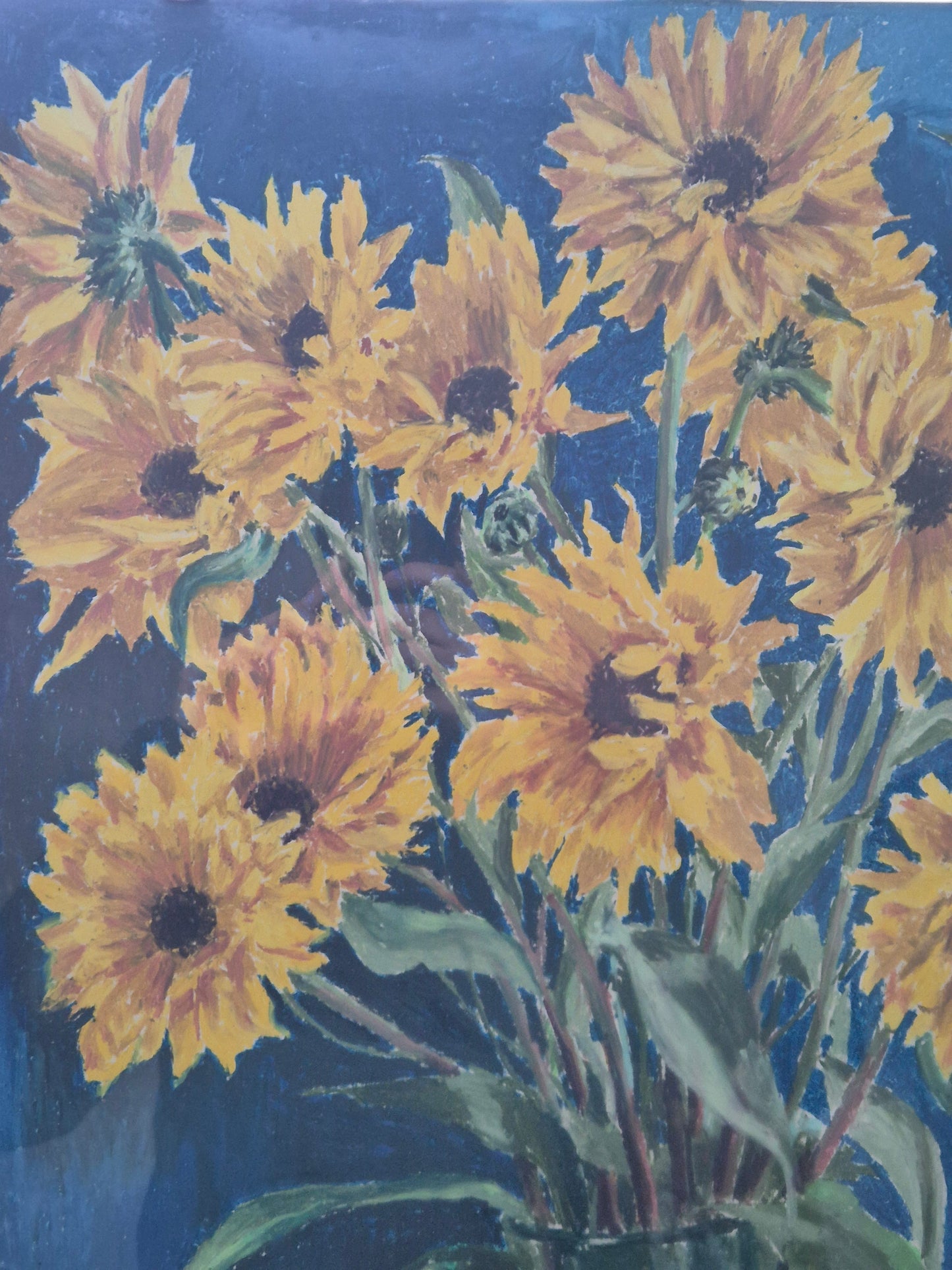 Ölgemälde Stillleben Sonnenblumen Monogrammiert und Datiert  H.G 1973