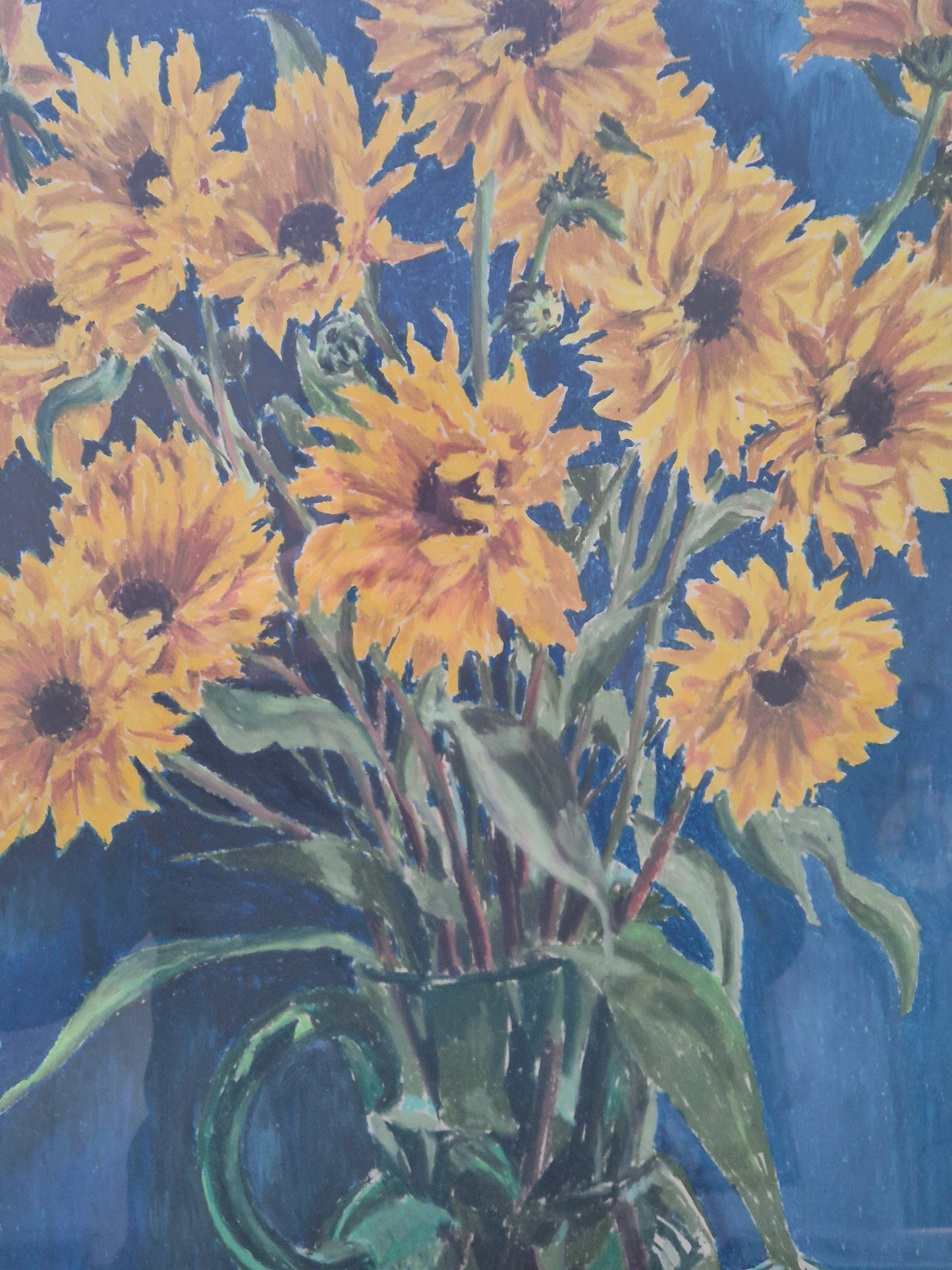 Ölgemälde Stillleben Sonnenblumen Monogrammiert und Datiert  H.G 1973