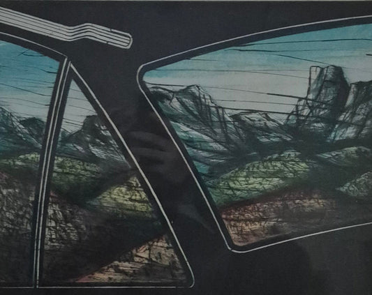 Handsignierte Nummerierte Farblithographie 17/100 Fenster Reflektion