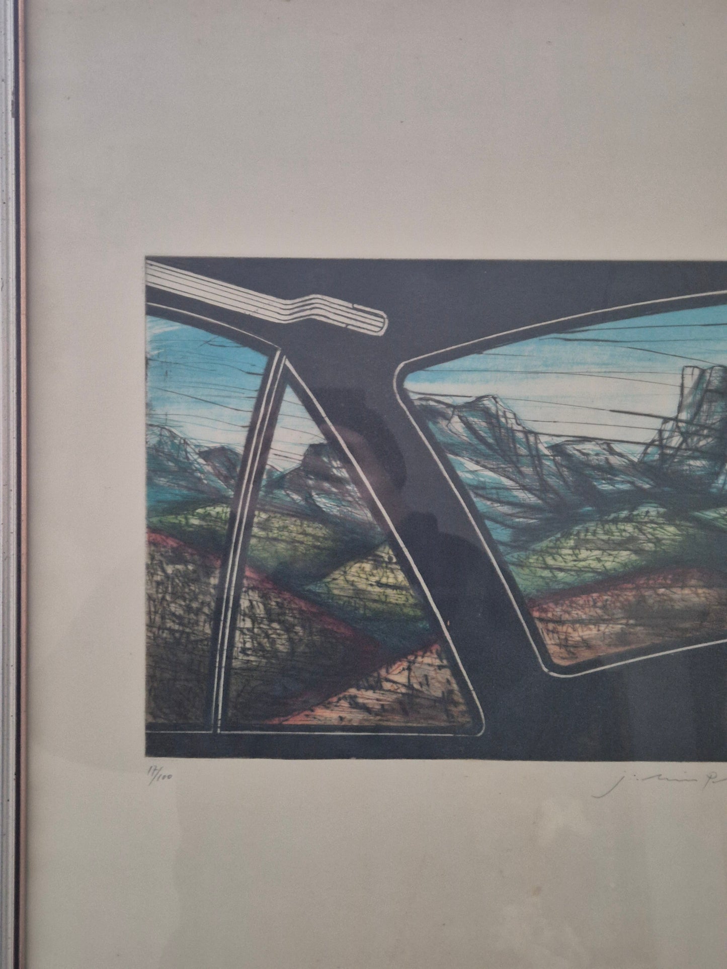 Handsignierte Nummerierte Farblithographie 17/100 Fenster Reflektion