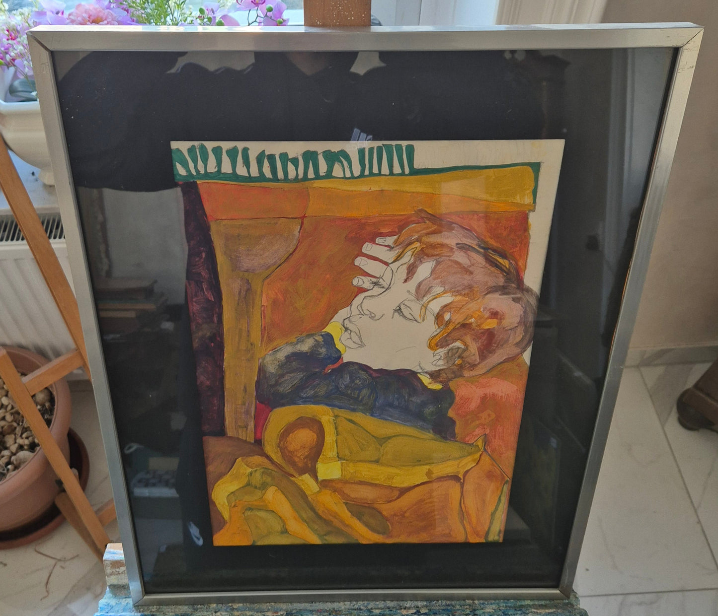 Malerei Aquarell Bleistift Cartoon 20 Century Schlafender Junge