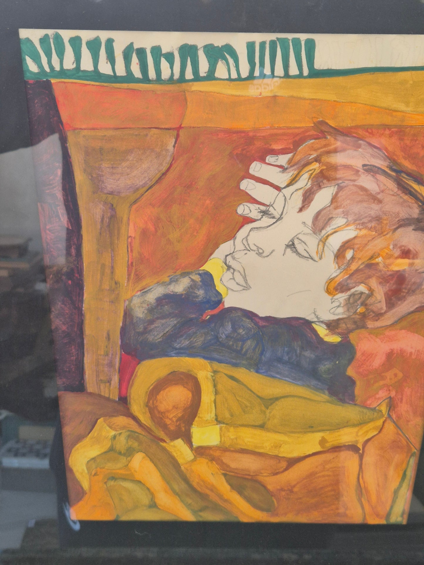 Malerei Aquarell Bleistift Cartoon 20 Century Schlafender Junge