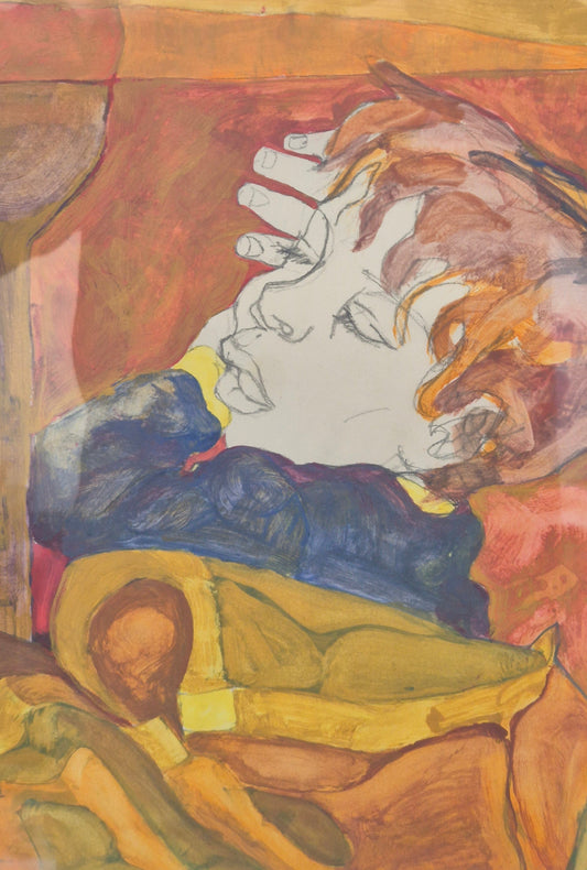 Malerei Aquarell Bleistift Cartoon 20 Century Schlafender Junge