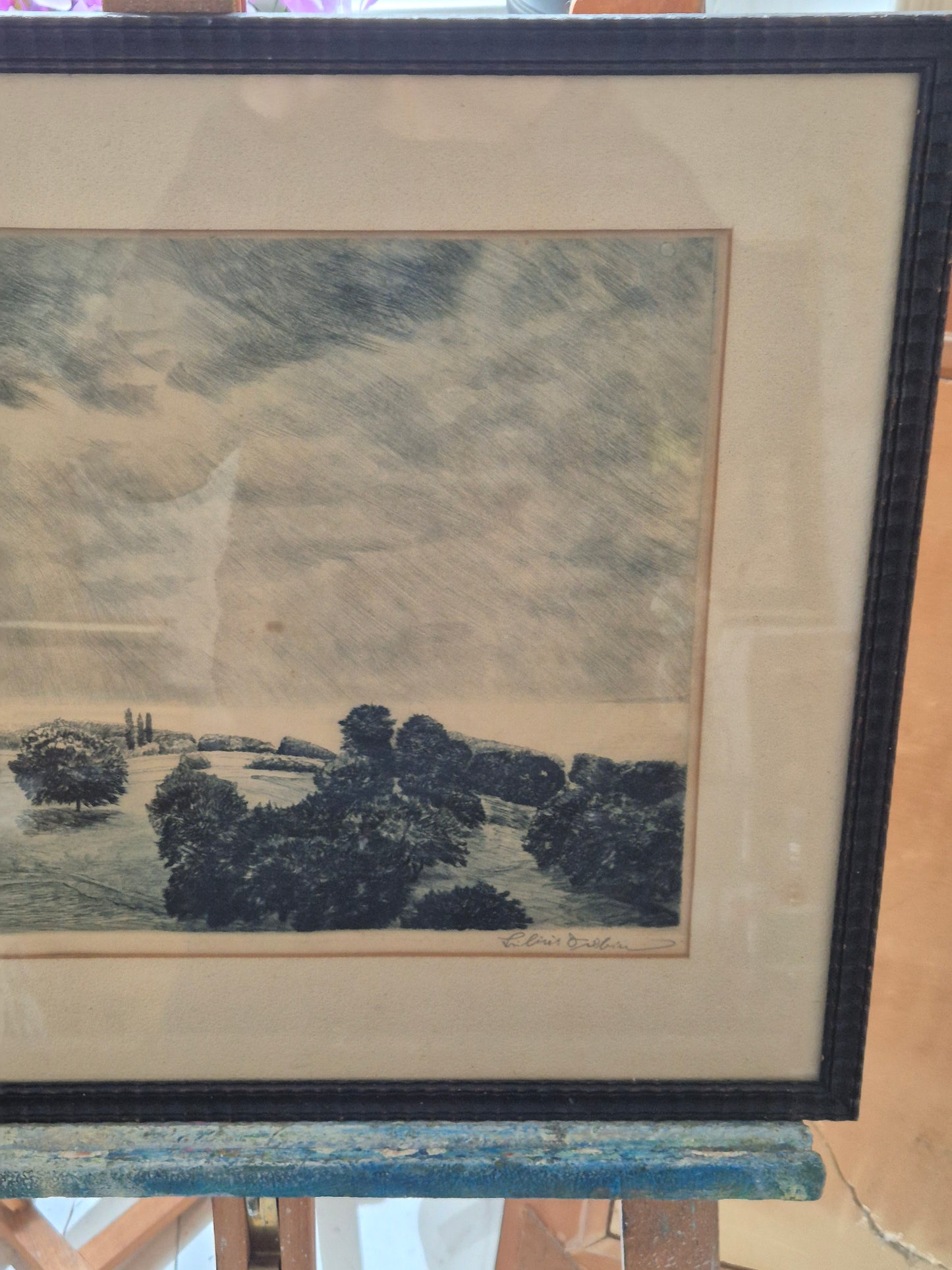 Handsignierte Lithographie Grafik Schwarzwald Landschaft 42x52cm