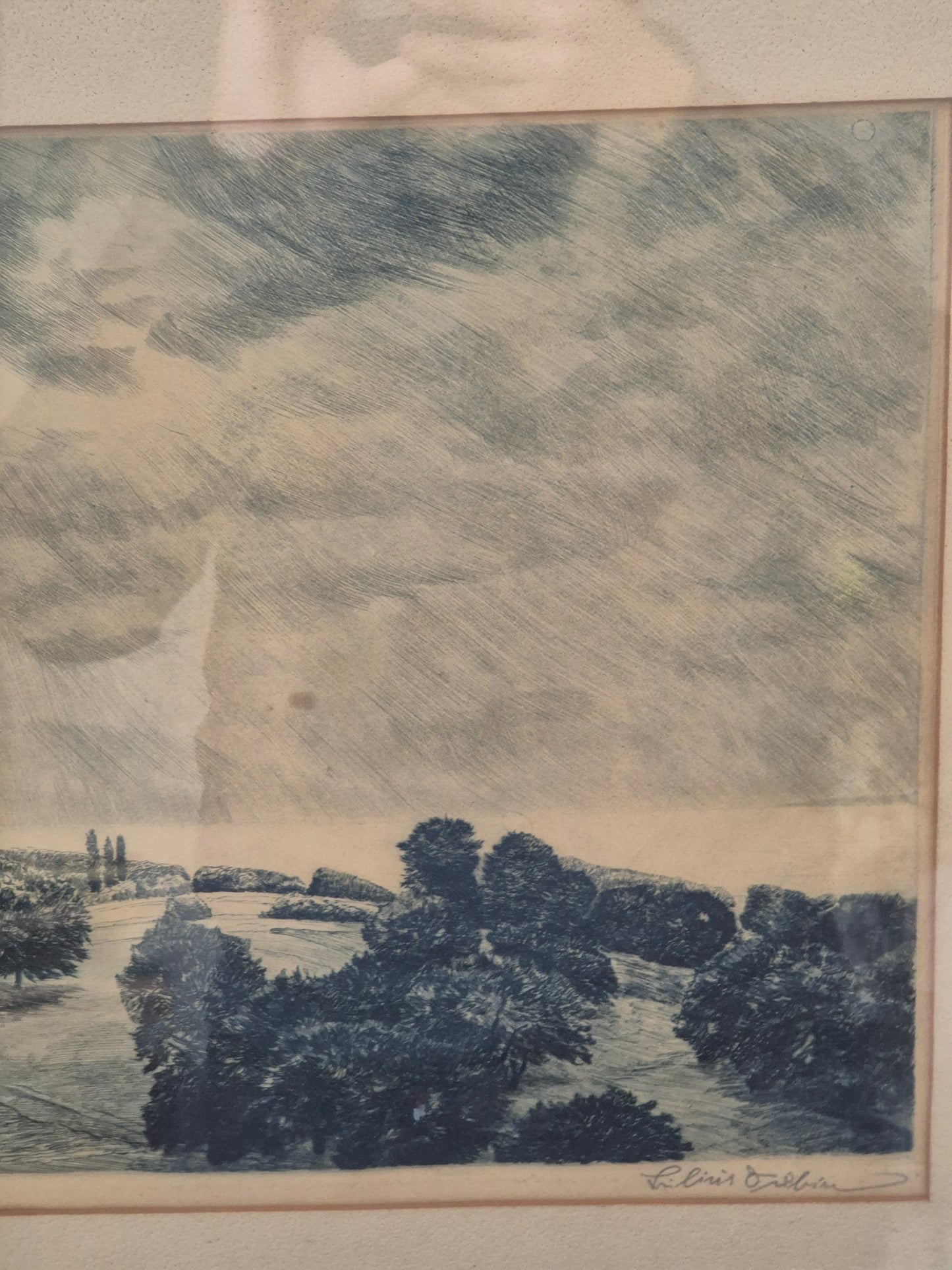 Handsignierte Lithographie Grafik Schwarzwald Landschaft 42x52cm