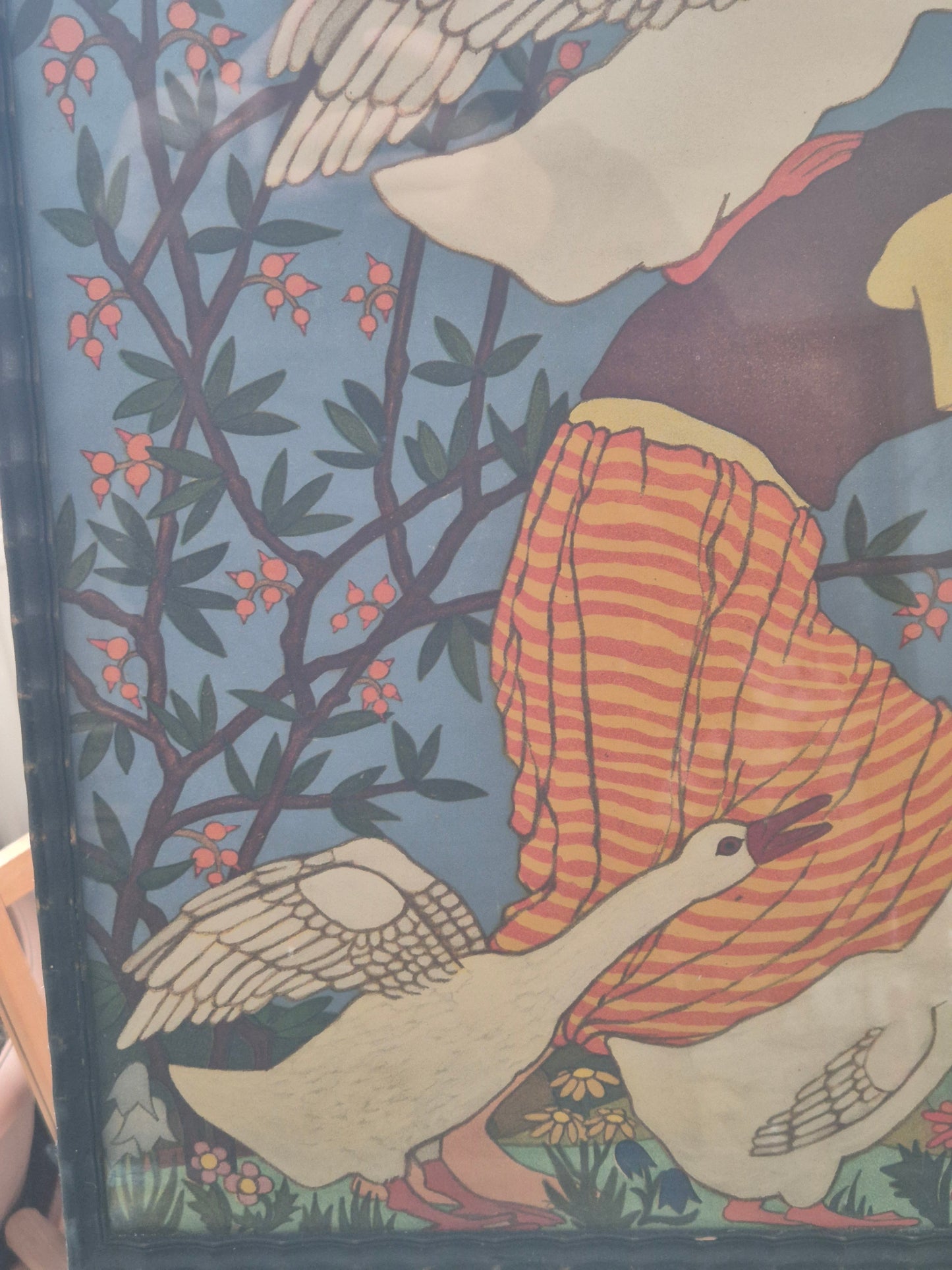 Ilse Breit (1908-1992) Farblithographie Goose Girl Gerahmt hinter Glas