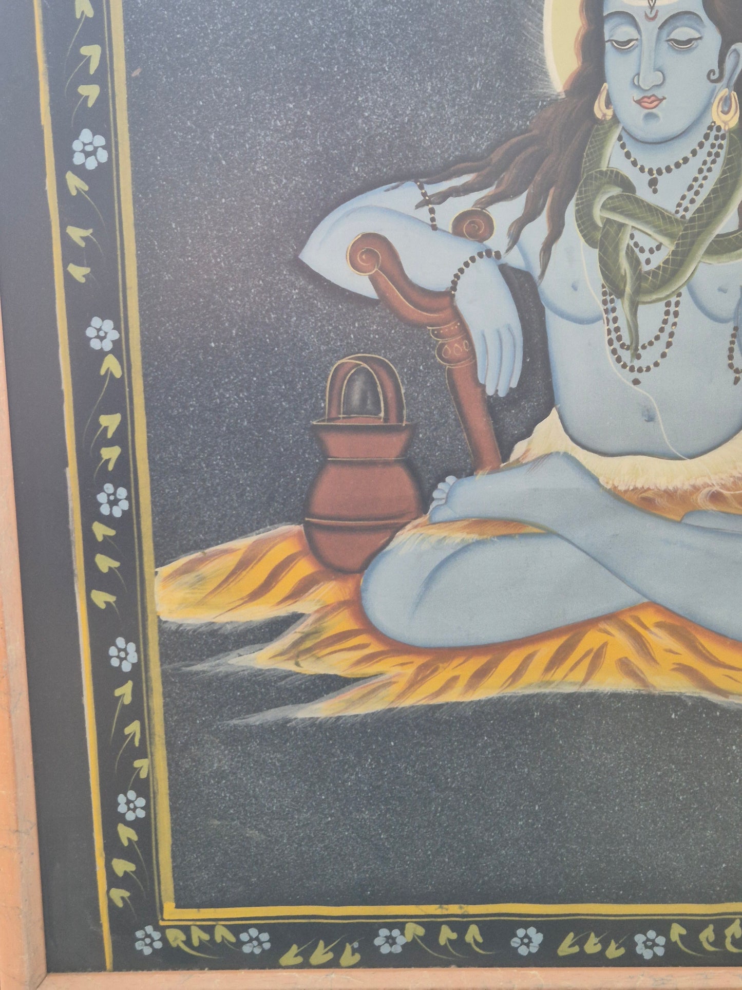 Buddhistische Indische Malerei Darstellung des Hindu Gottes 69x49cm