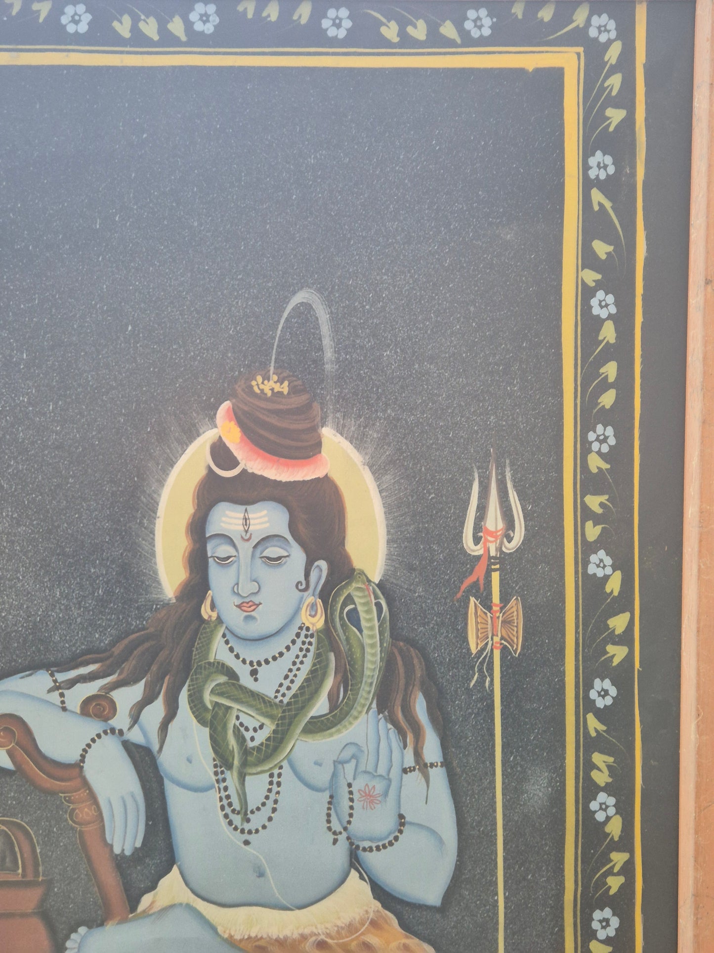 Buddhistische Indische Malerei Darstellung des Hindu Gottes 69x49cm