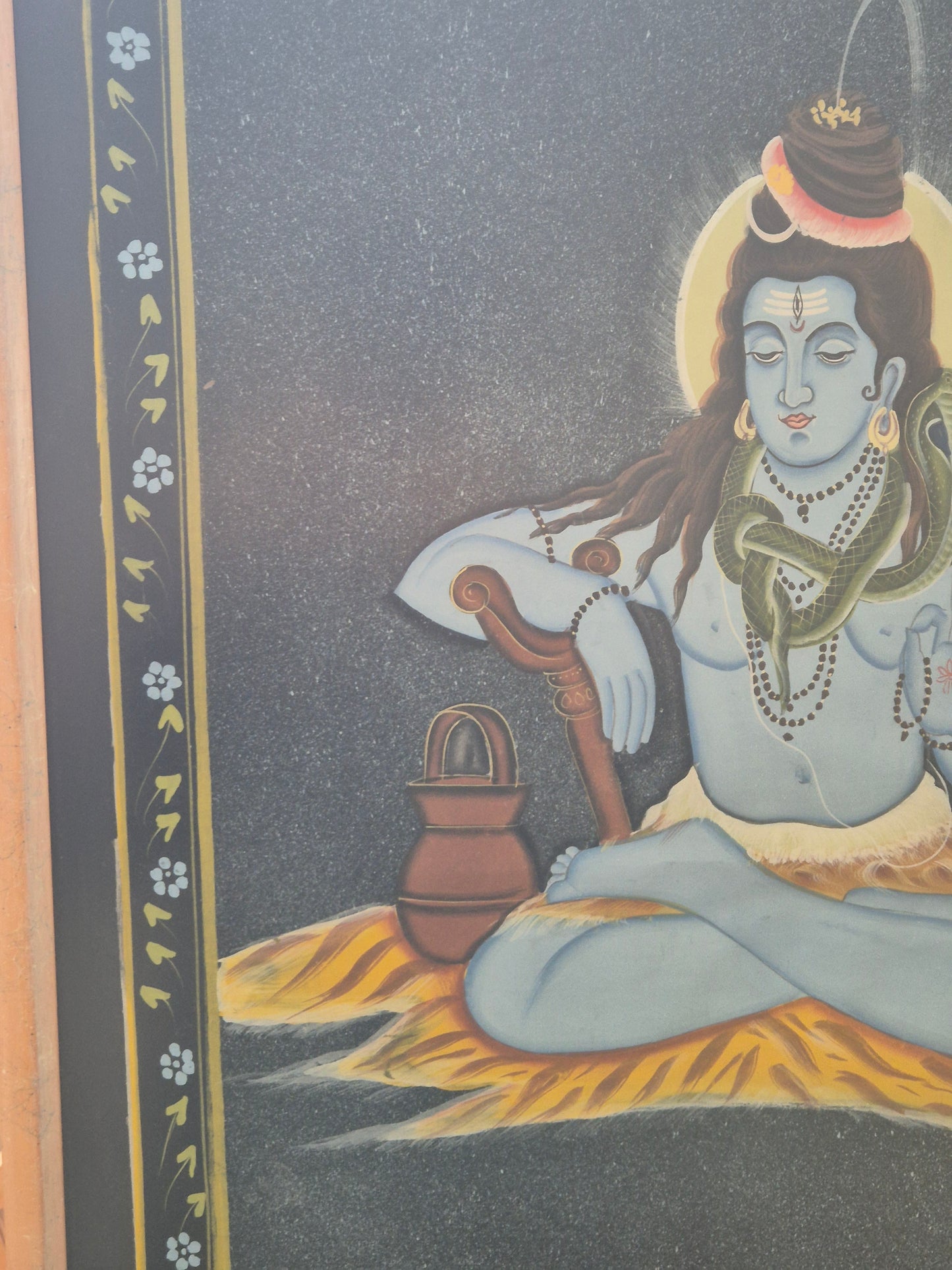 Buddhistische Indische Malerei Darstellung des Hindu Gottes 69x49cm