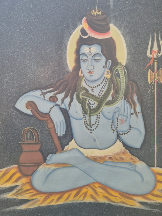 Buddhistische Indische Malerei Darstellung des Hindu Gottes 69x49cm