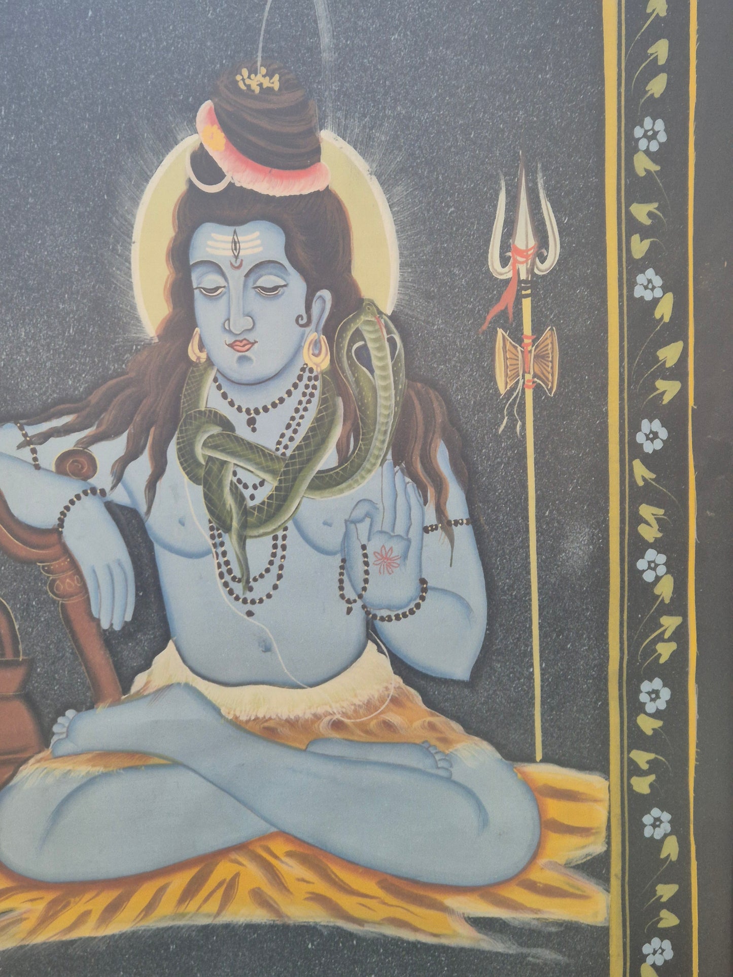 Buddhistische Indische Malerei Darstellung des Hindu Gottes 69x49cm