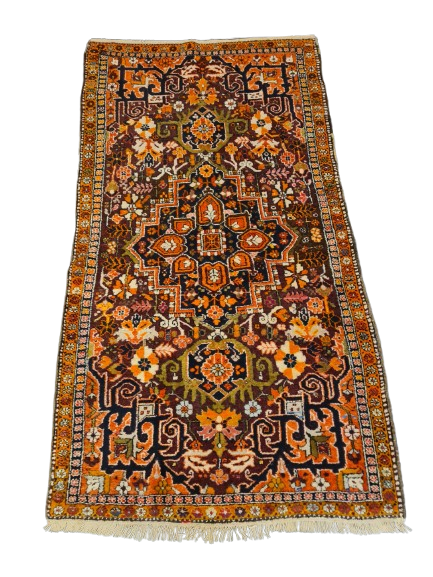 Perserteppich Orientteppich Handgeknüpfter Teppich Heris antik 210x116cm