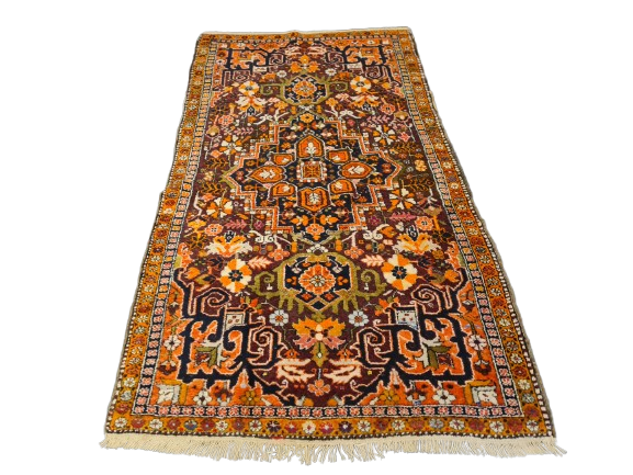 Perserteppich Orientteppich Handgeknüpfter Teppich Heris antik 210x116cm