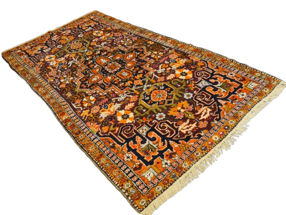 Perserteppich Orientteppich Handgeknüpfter Teppich Heris antik 210x116cm