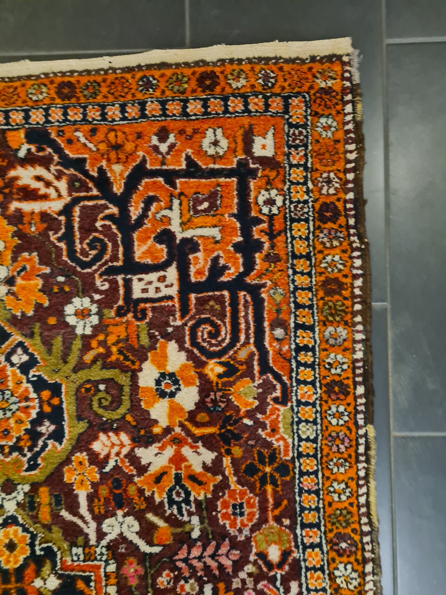 Perserteppich Orientteppich Handgeknüpfter Teppich Heris antik 210x116cm