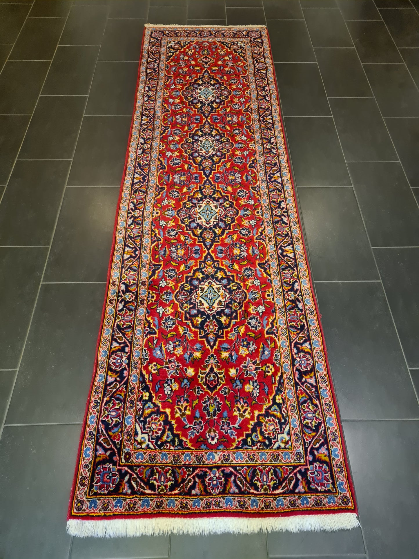 Perserteppich Orientteppich Handgeknüpfer Teppich Keshan Läufer 320x92cm