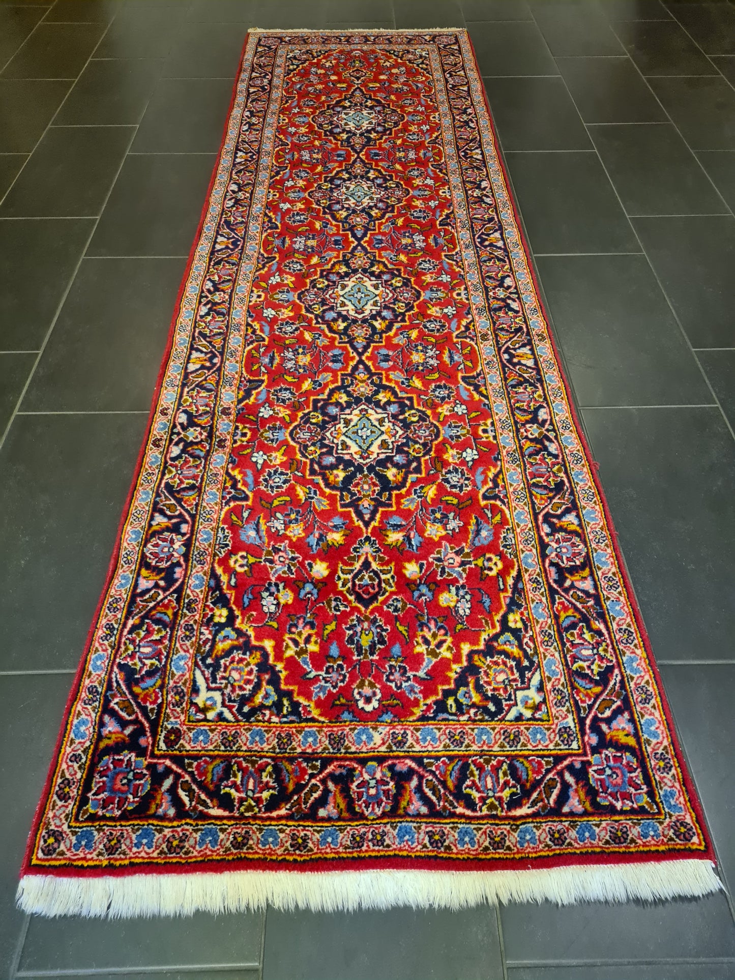 Perserteppich Orientteppich Handgeknüpfer Teppich Keshan Läufer 320x92cm