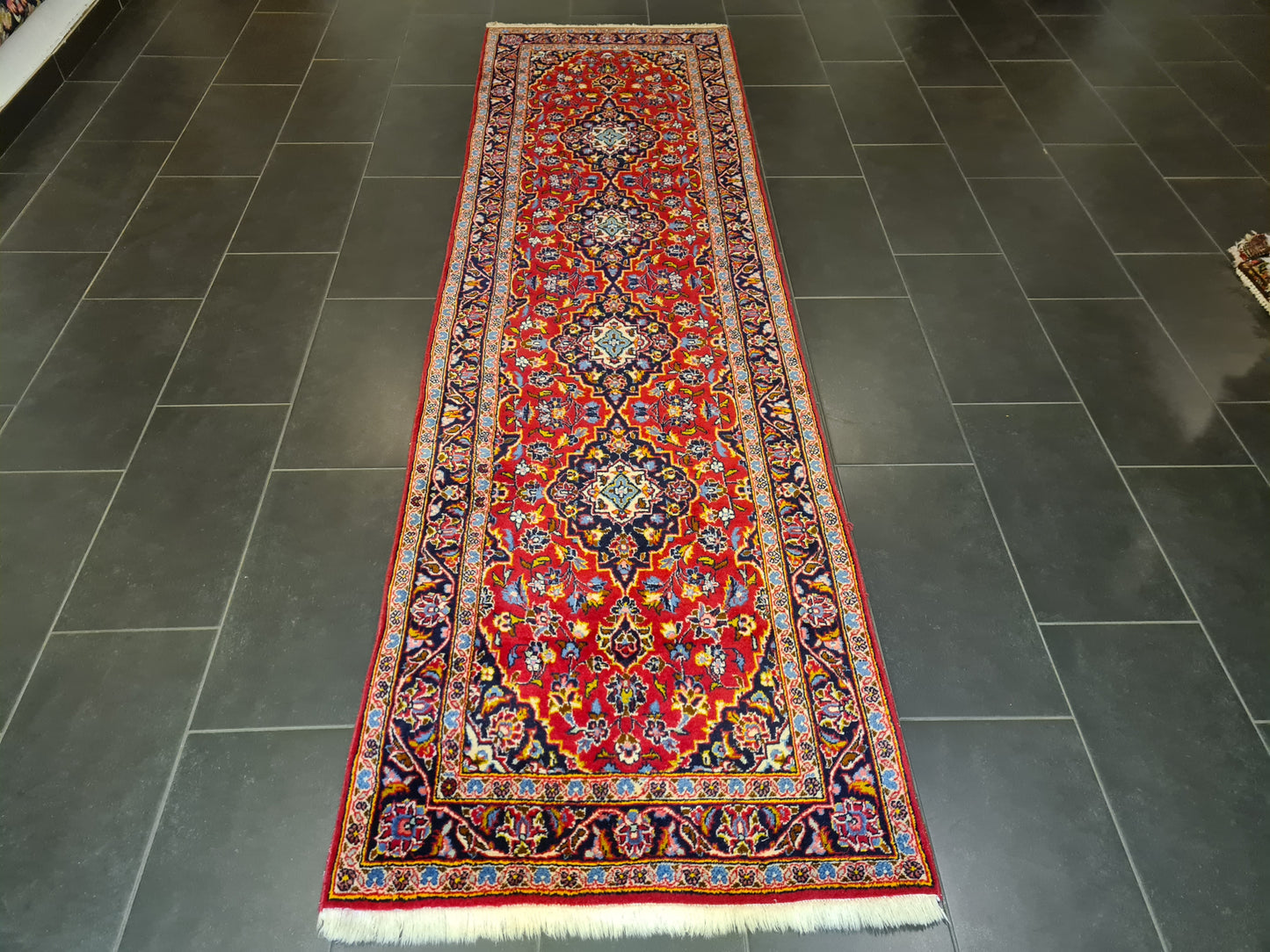 Perserteppich Orientteppich Handgeknüpfer Teppich Keshan Läufer 320x92cm