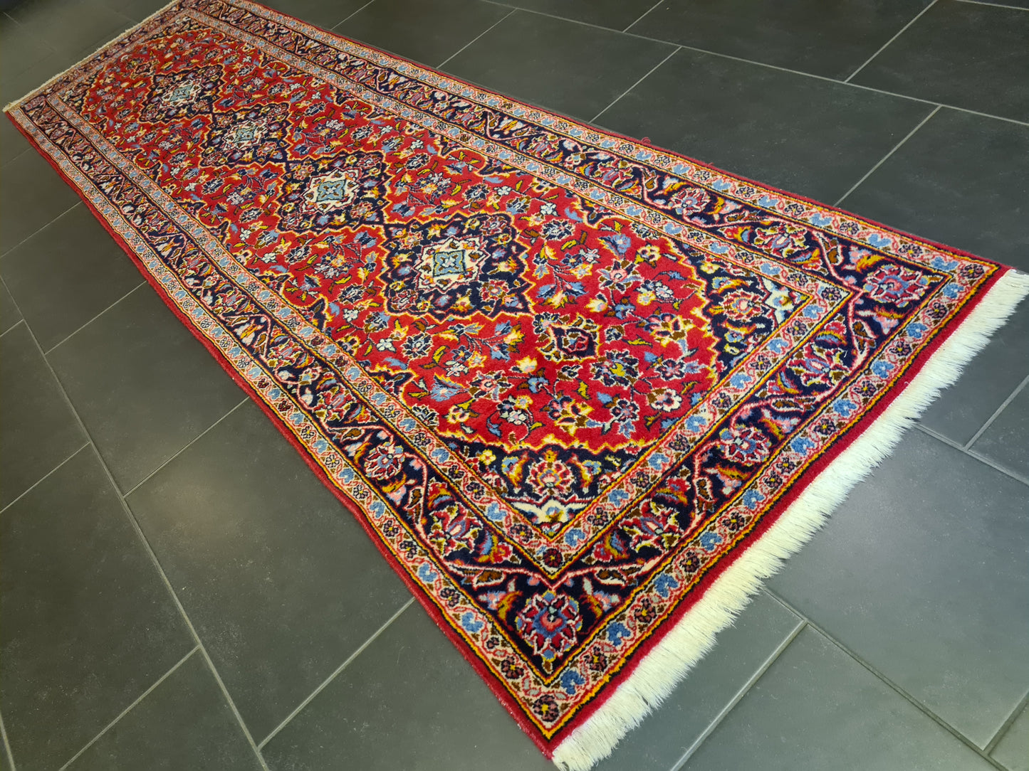 Perserteppich Orientteppich Handgeknüpfer Teppich Keshan Läufer 320x92cm